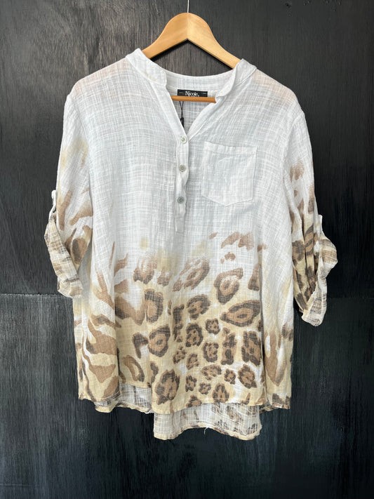 animal Ombre hem button tunic