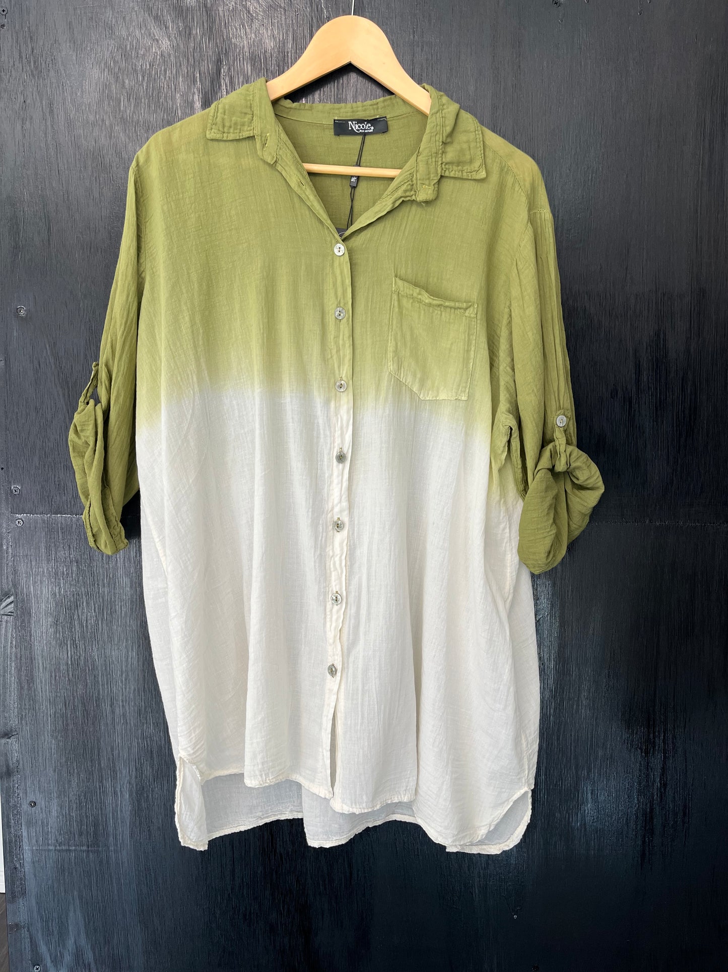 Ombre print cotton button shirt
