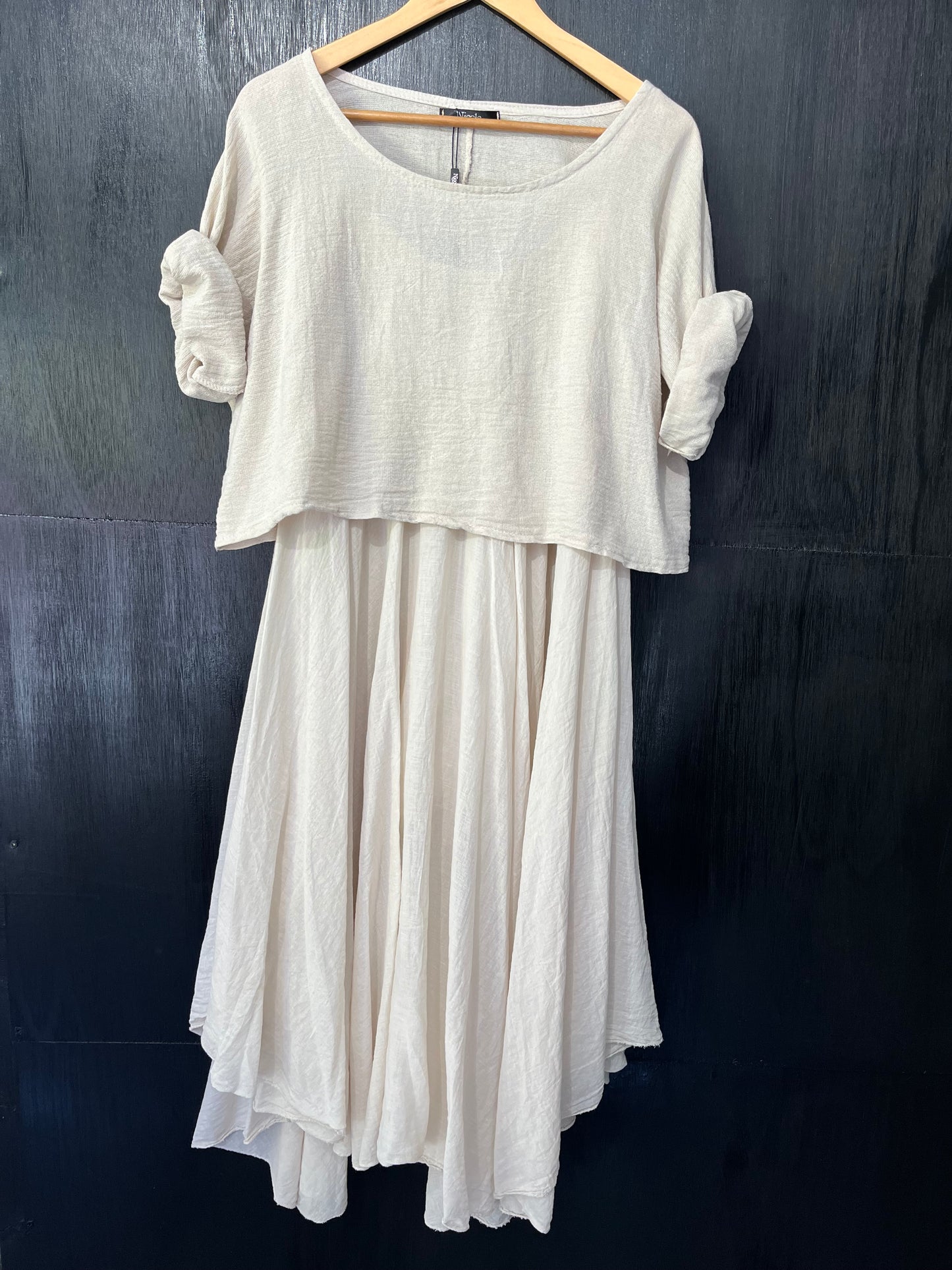 ladies two piece cotton strap dress and top set