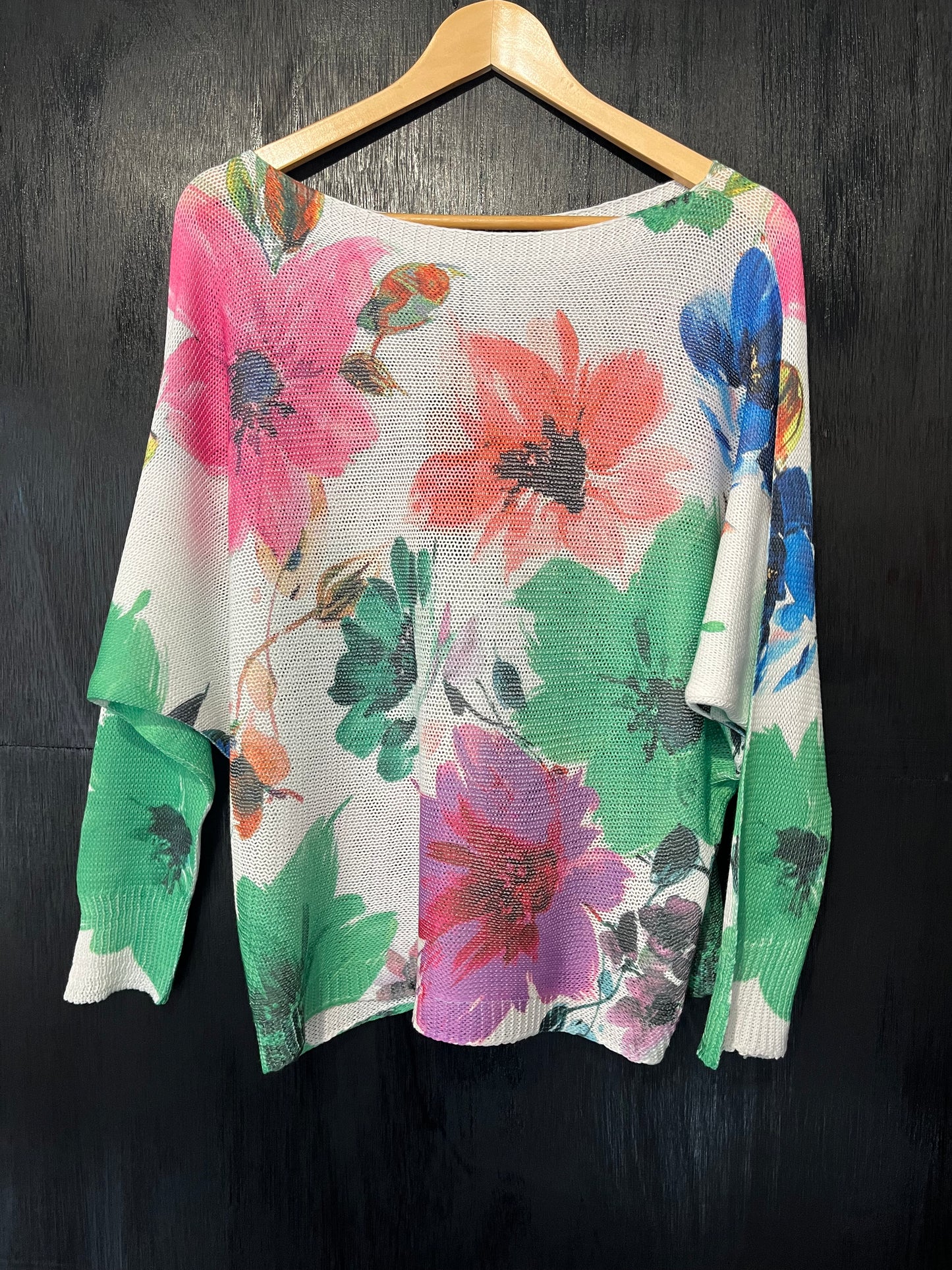 crochet jumper with all over floral print