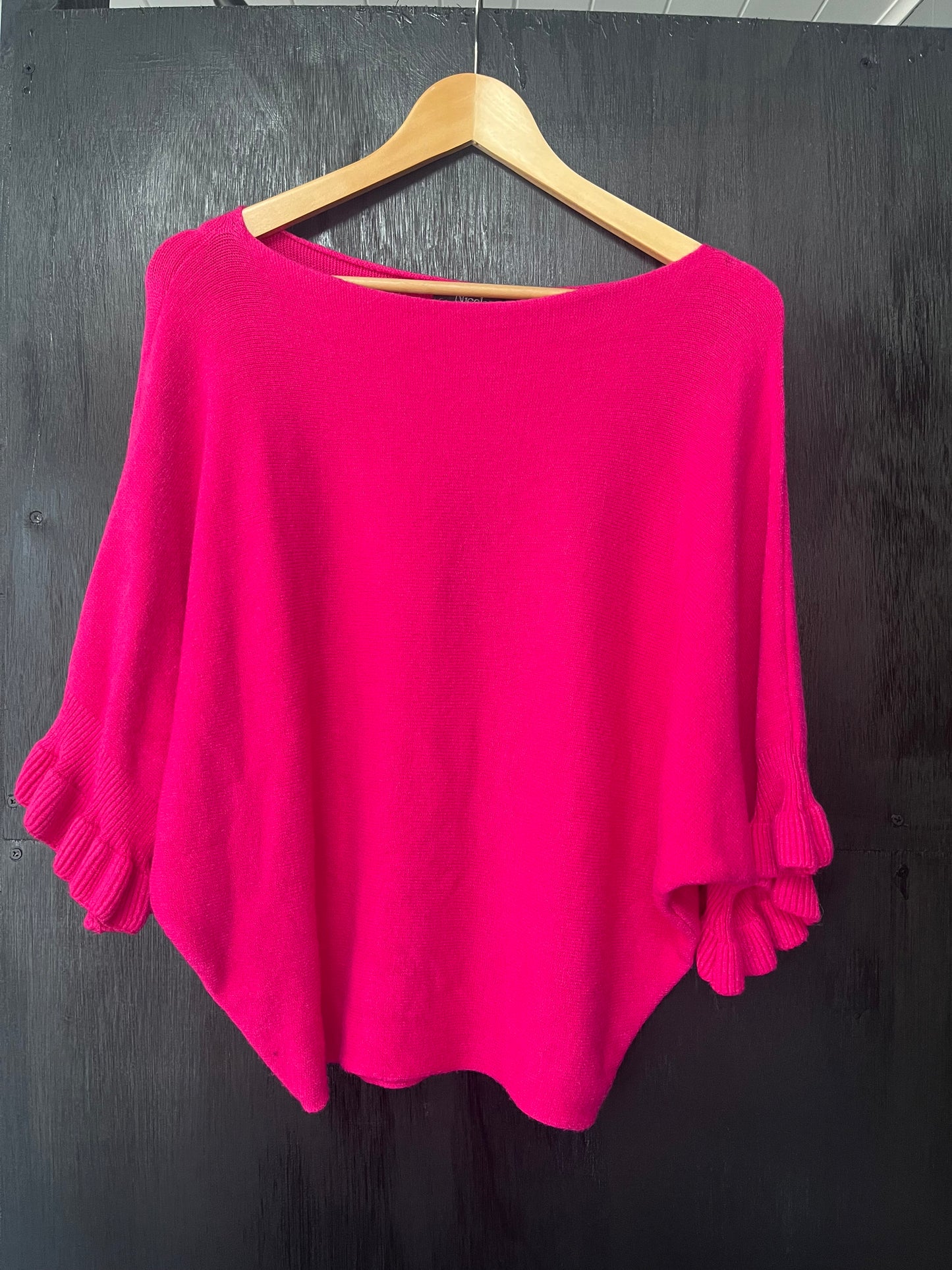 Knitted Bat wing Jumper with Ruffle Sleeves