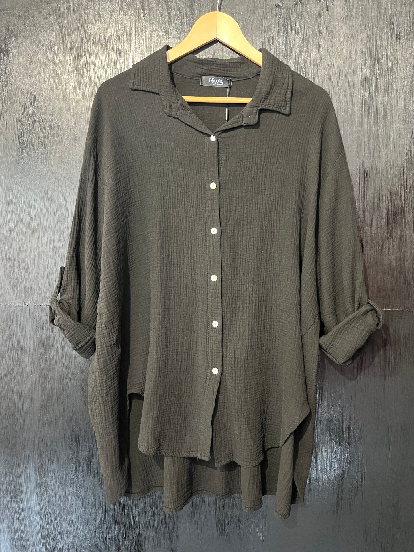 ladies roll slv full button shirt