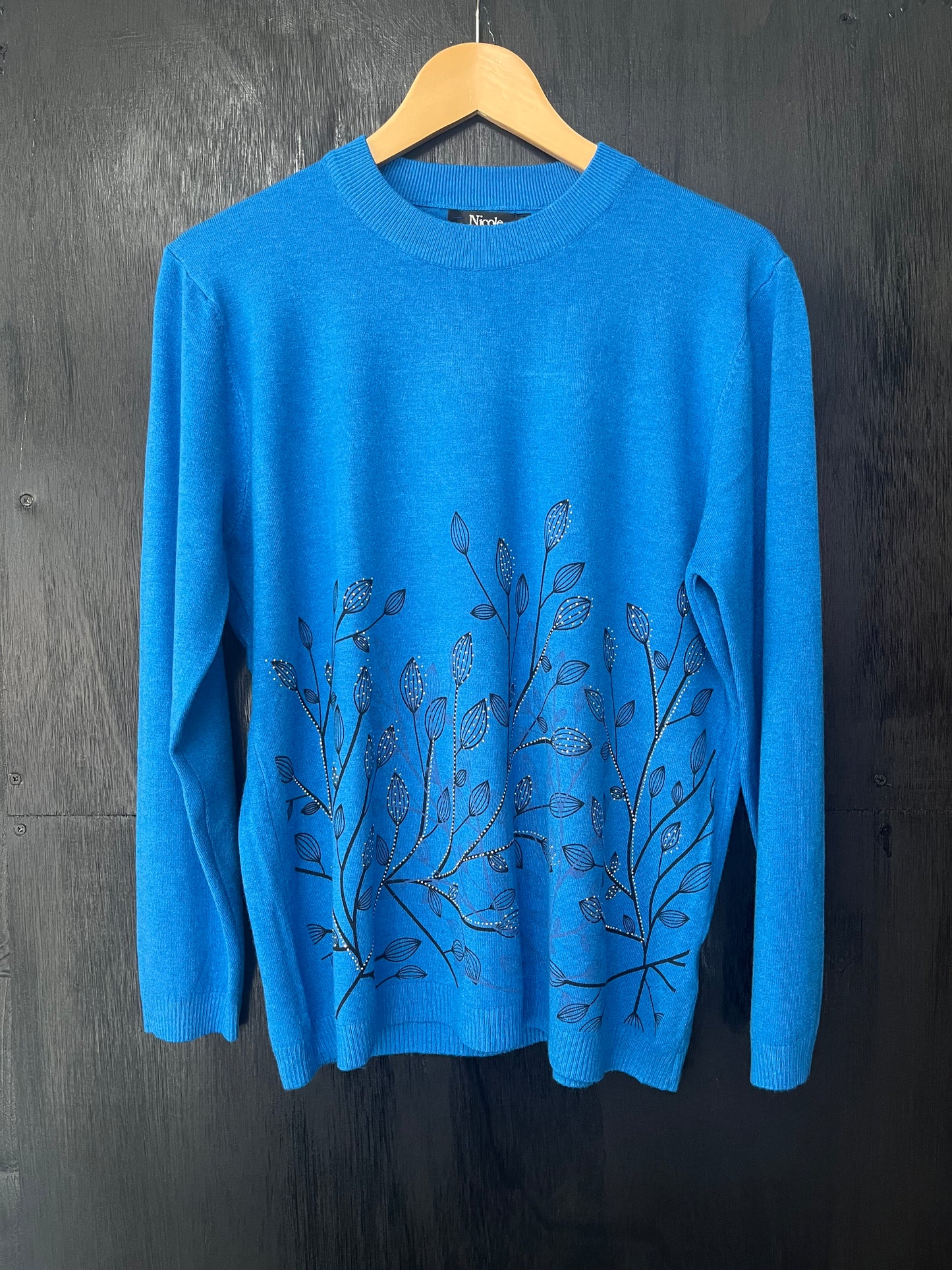 long sleeve knitted jumper with floral print