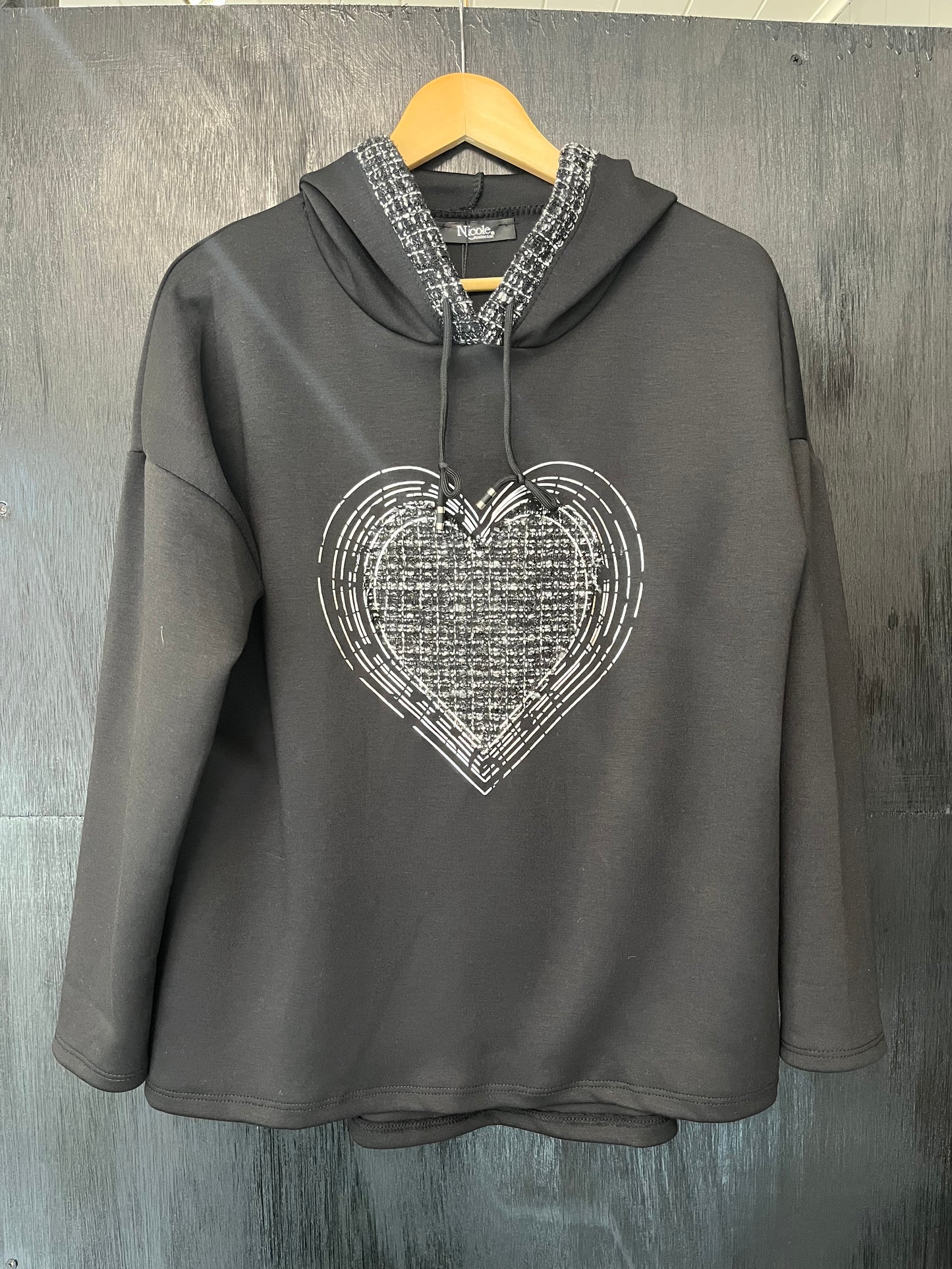 chunky sweat top style hoodie with heart print detail