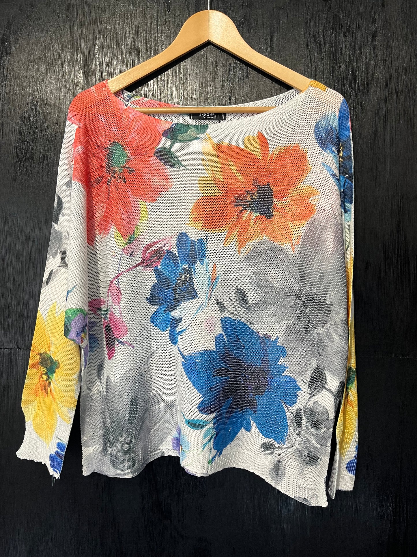 crochet jumper with all over floral print