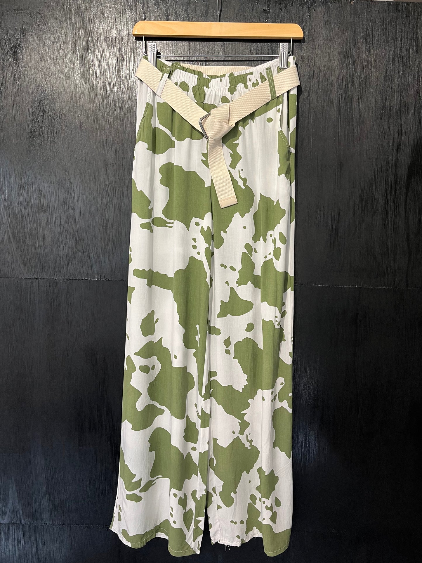 viscose printed pocket trouser with belt