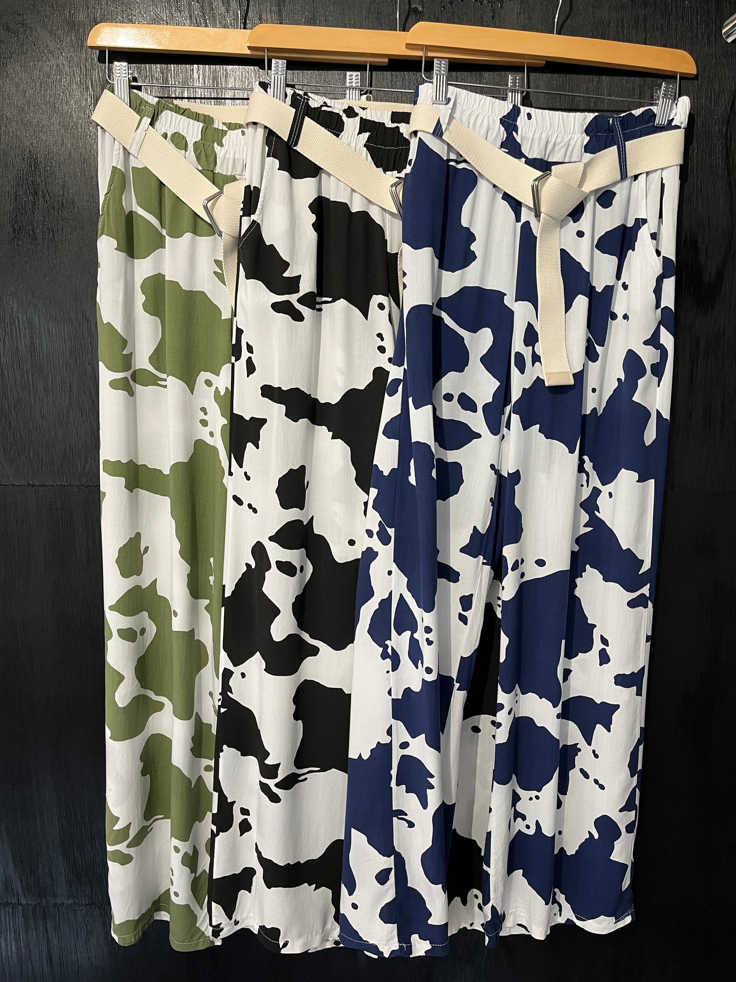 viscose printed pocket trouser with belt
