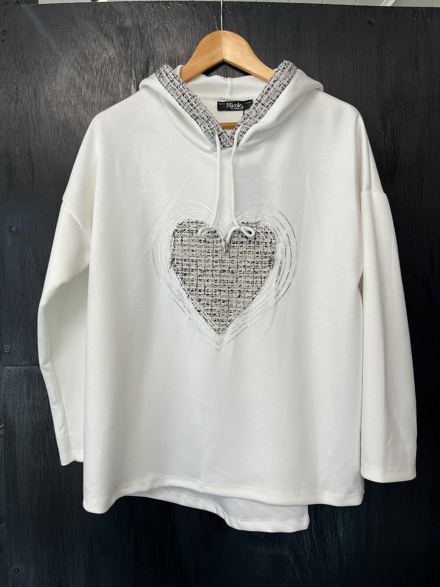 chunky sweat top style hoodie with heart print detail