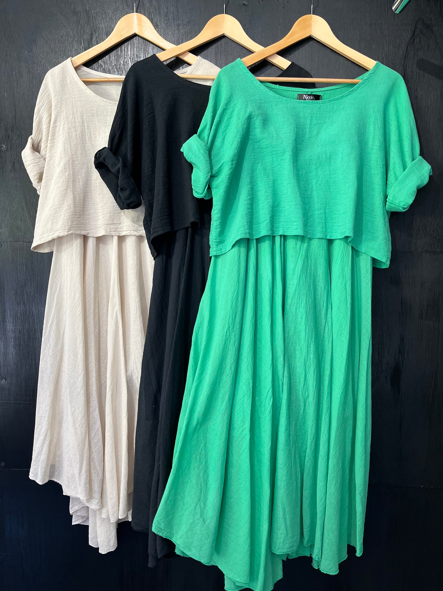 ladies two piece cotton strap dress and top set