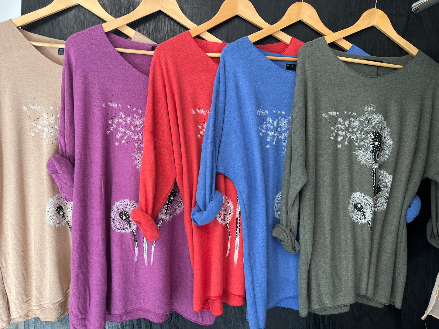 soft knit jumper with Embellished dandelion print