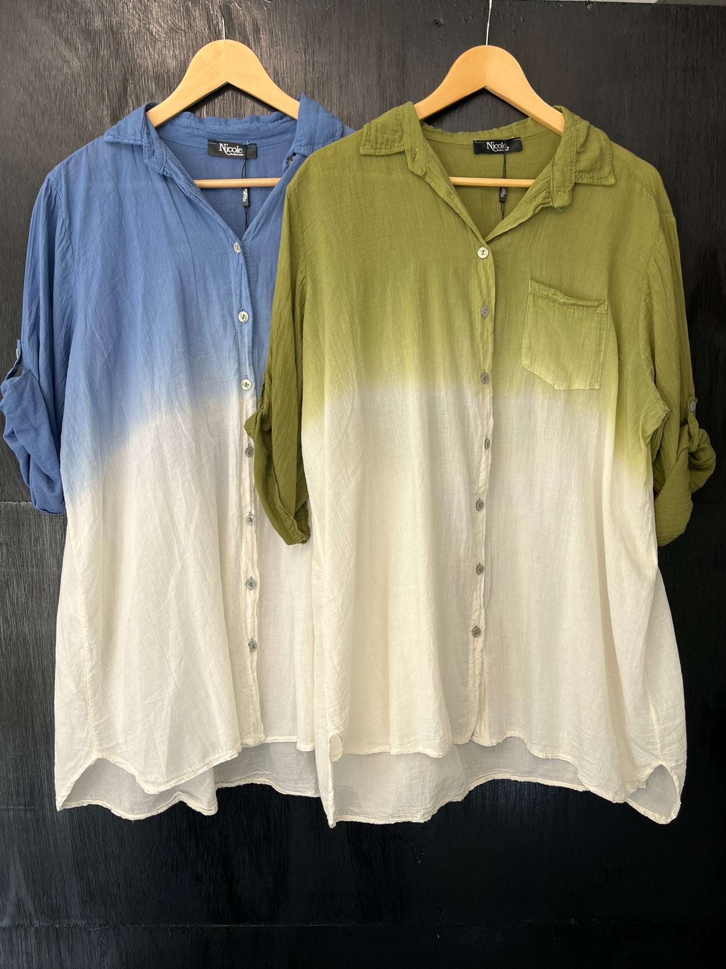 Ombre print cotton button shirt