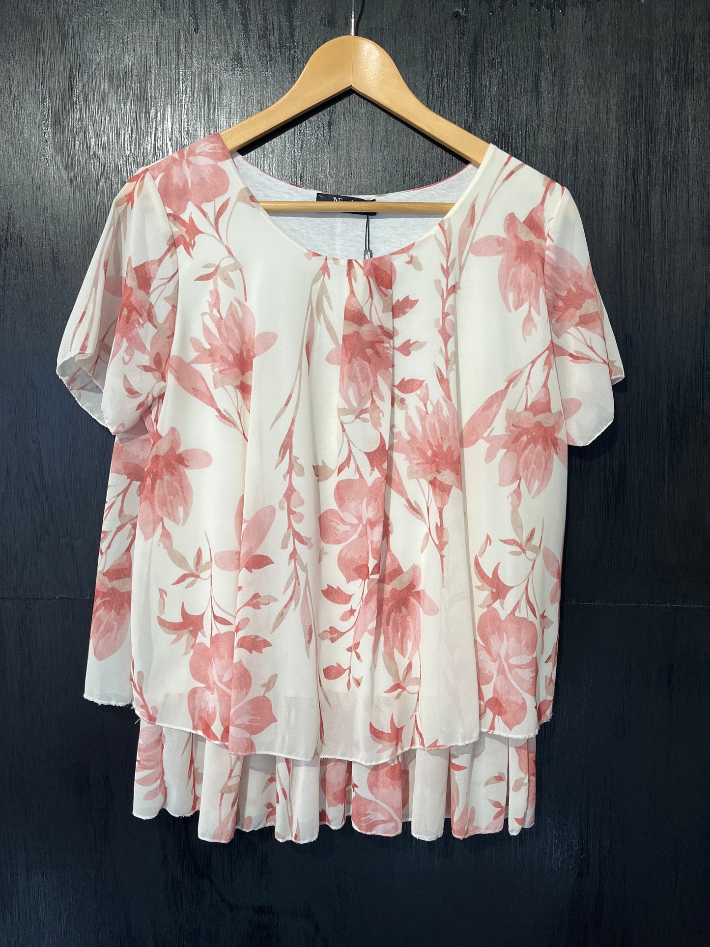 double layered printed chiffon top