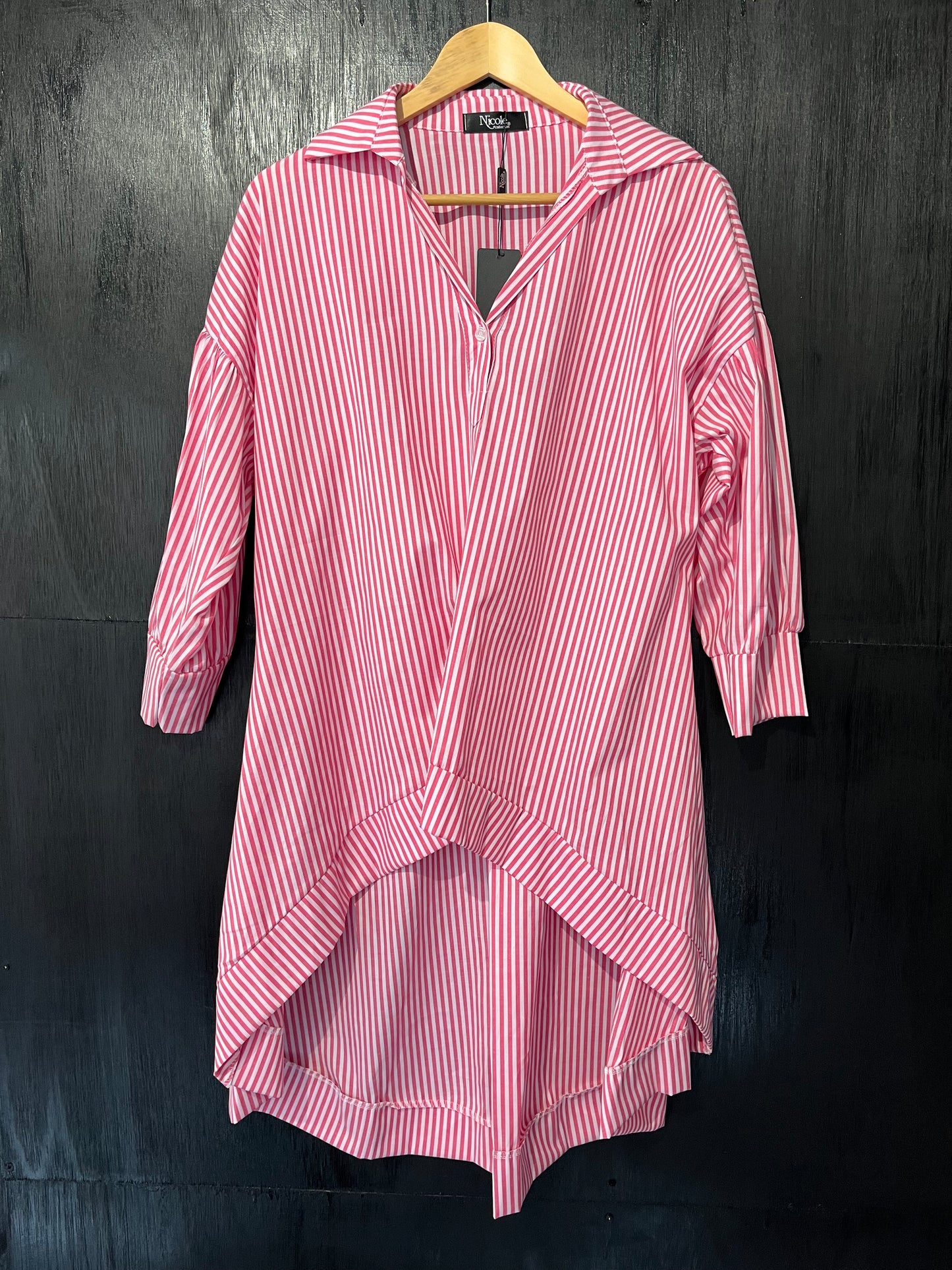 ladies pin stripe long line dress shirt