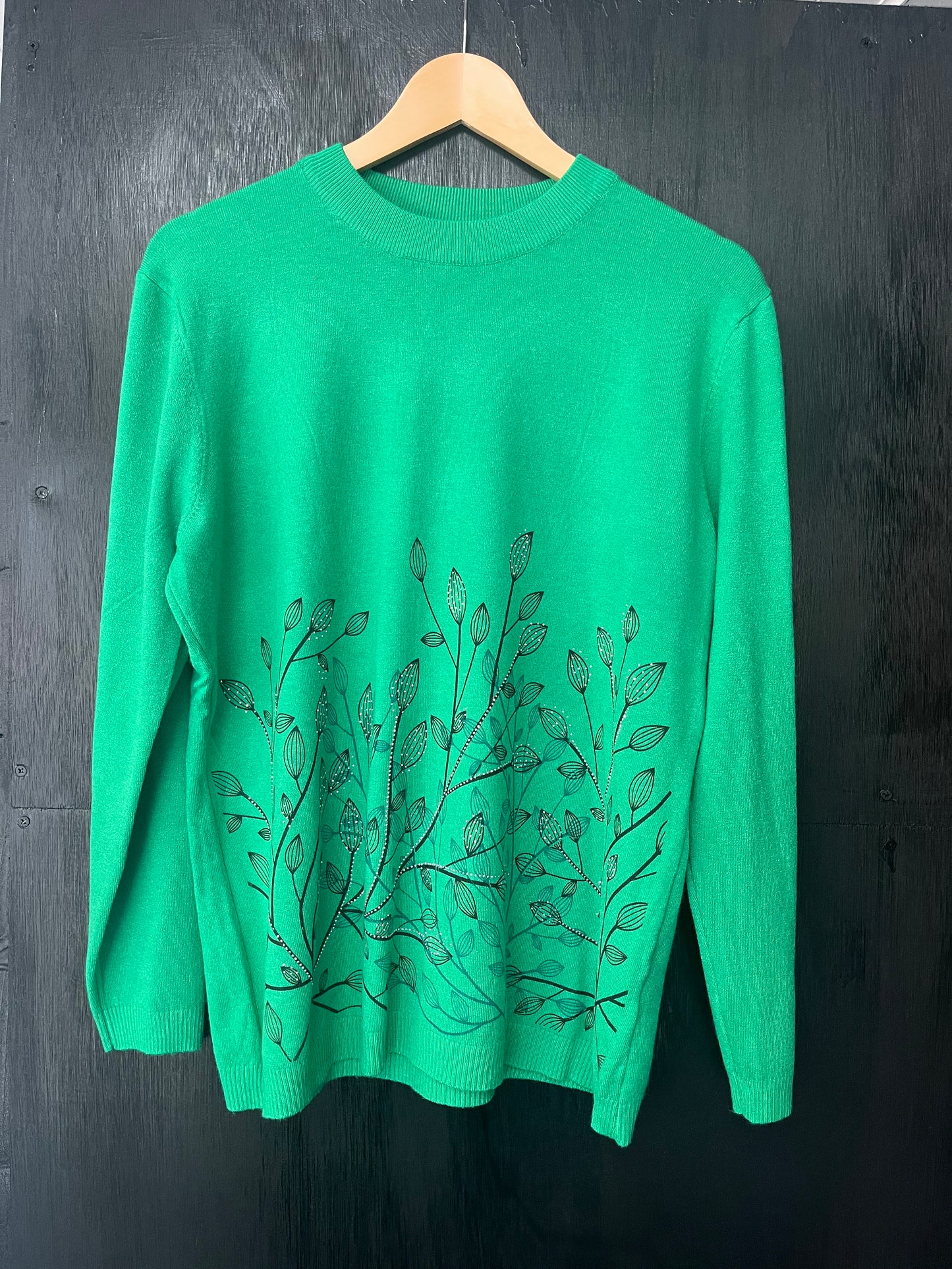 long sleeve knitted jumper with floral print