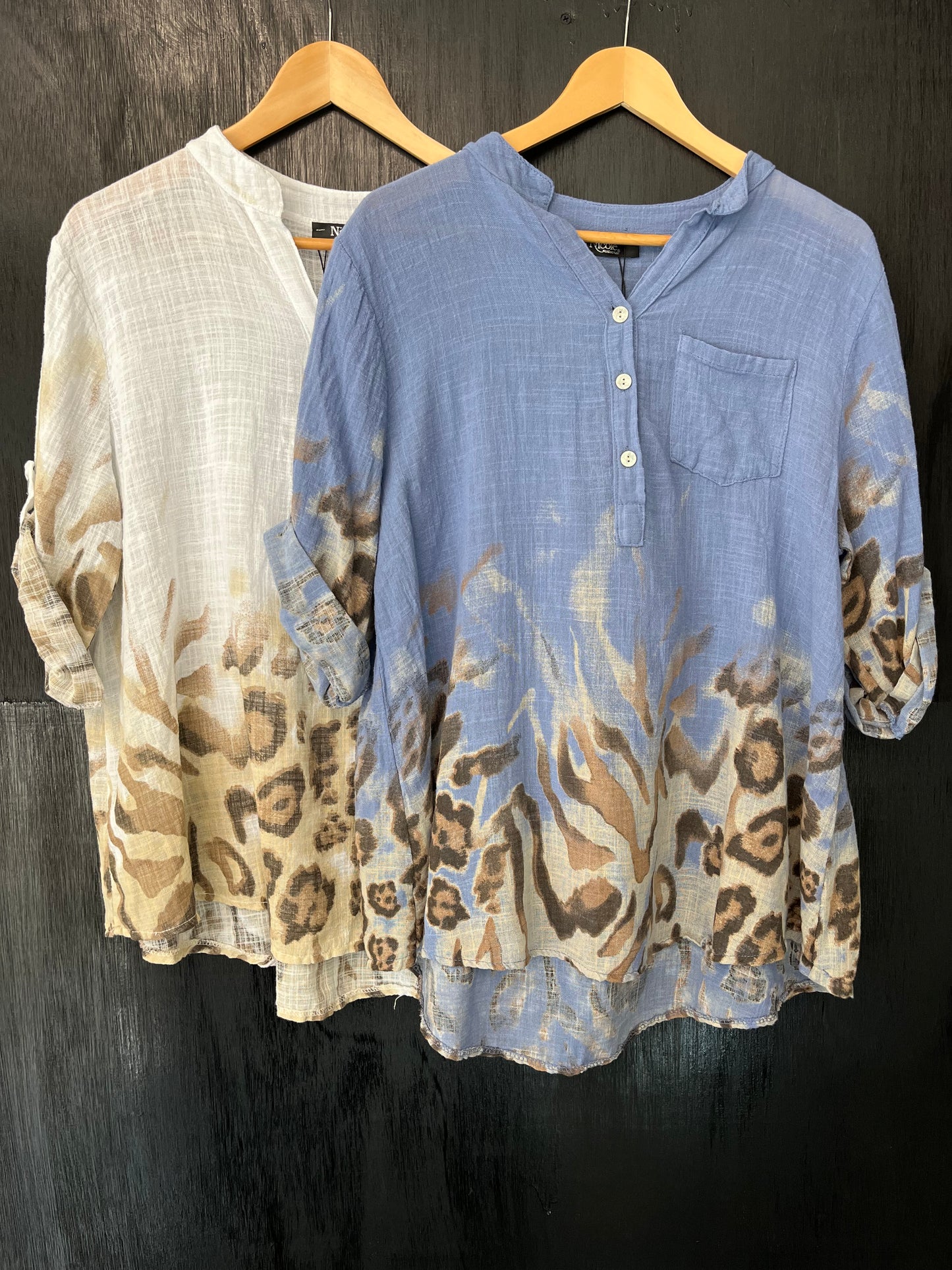 animal Ombre hem button tunic