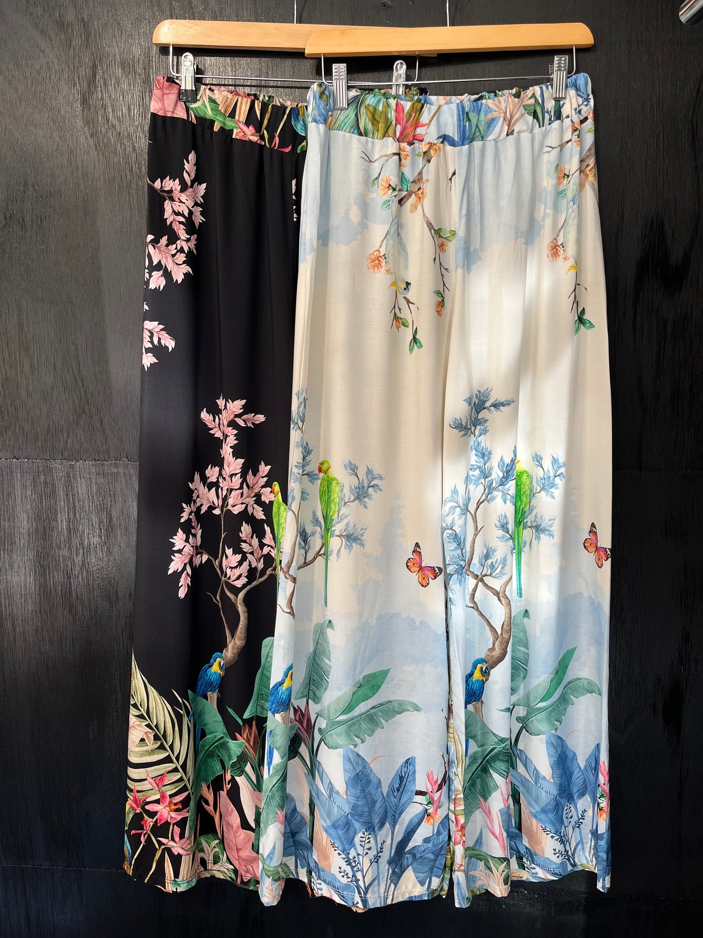 oriental print wide leg trouser