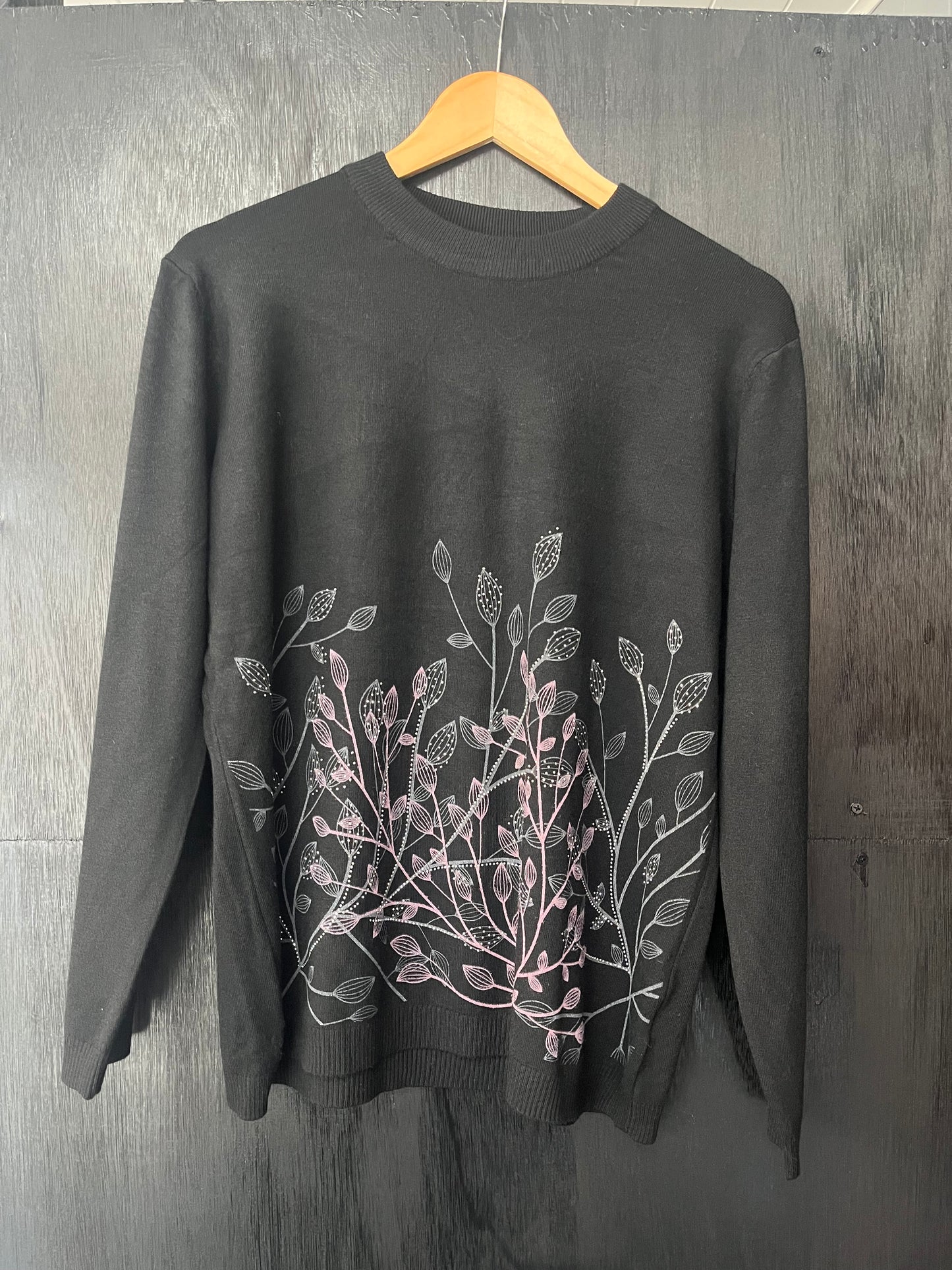 long sleeve knitted jumper with floral print