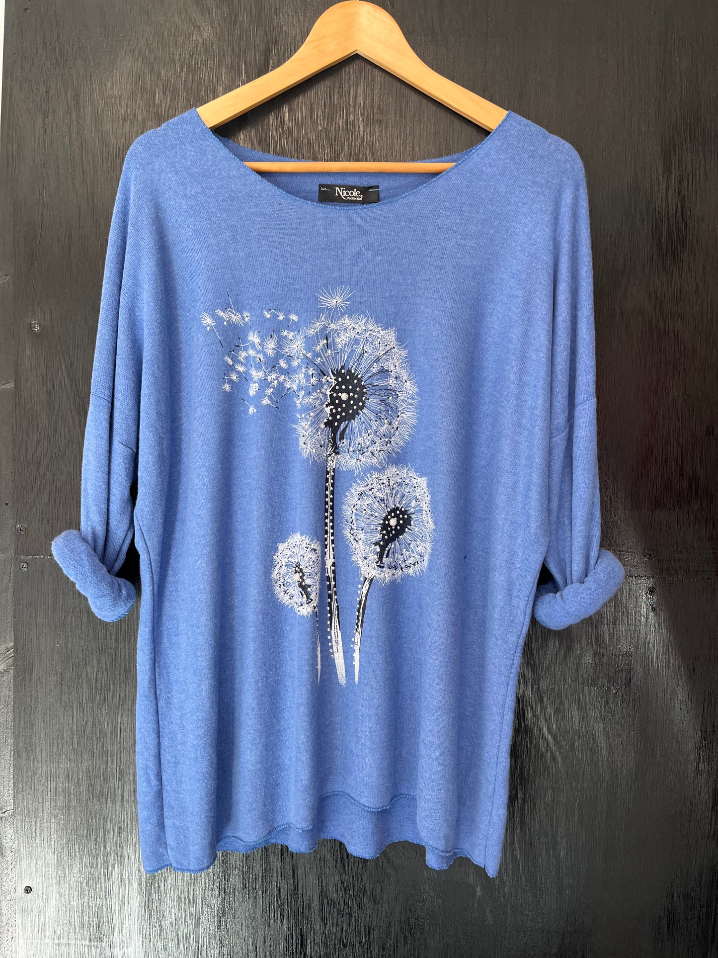 soft knit jumper with Embellished dandelion print