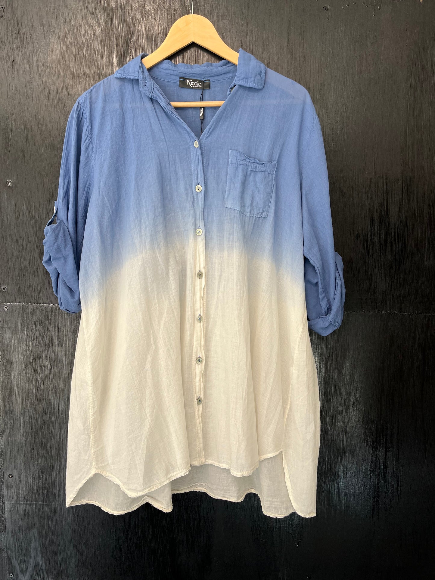 Ombre print cotton button shirt