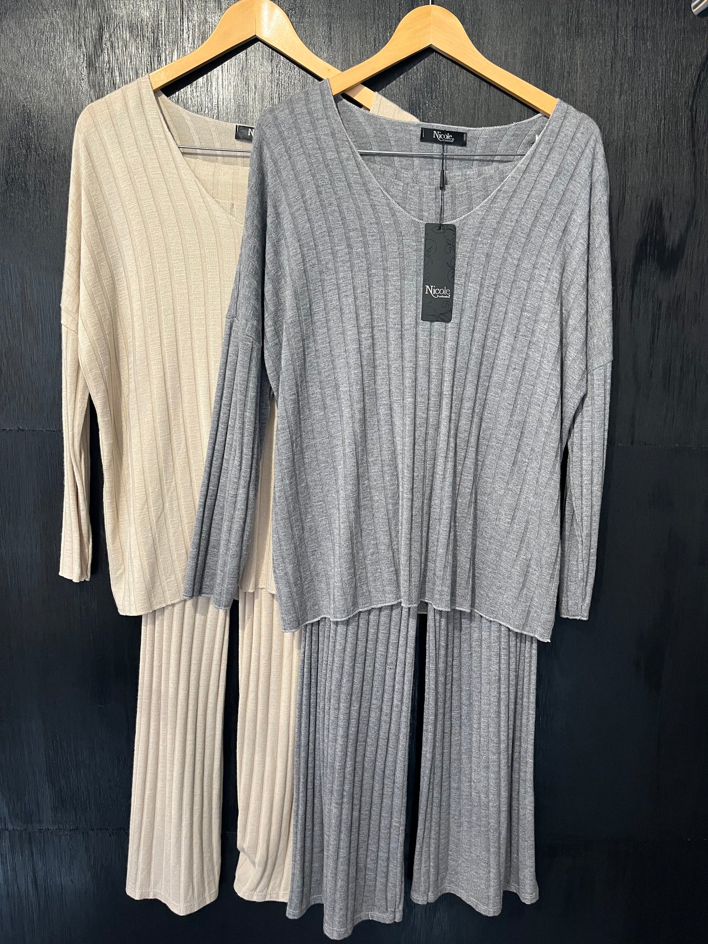 chunky rib 2pc lounge set top and trousers