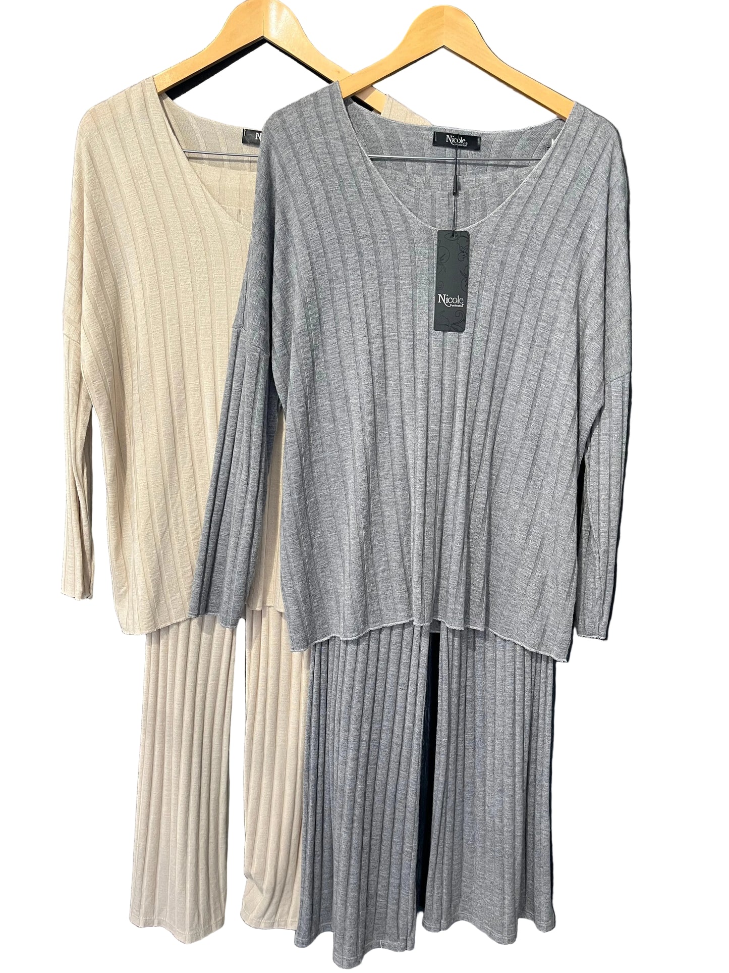 chunky rib 2pc lounge set top and trousers