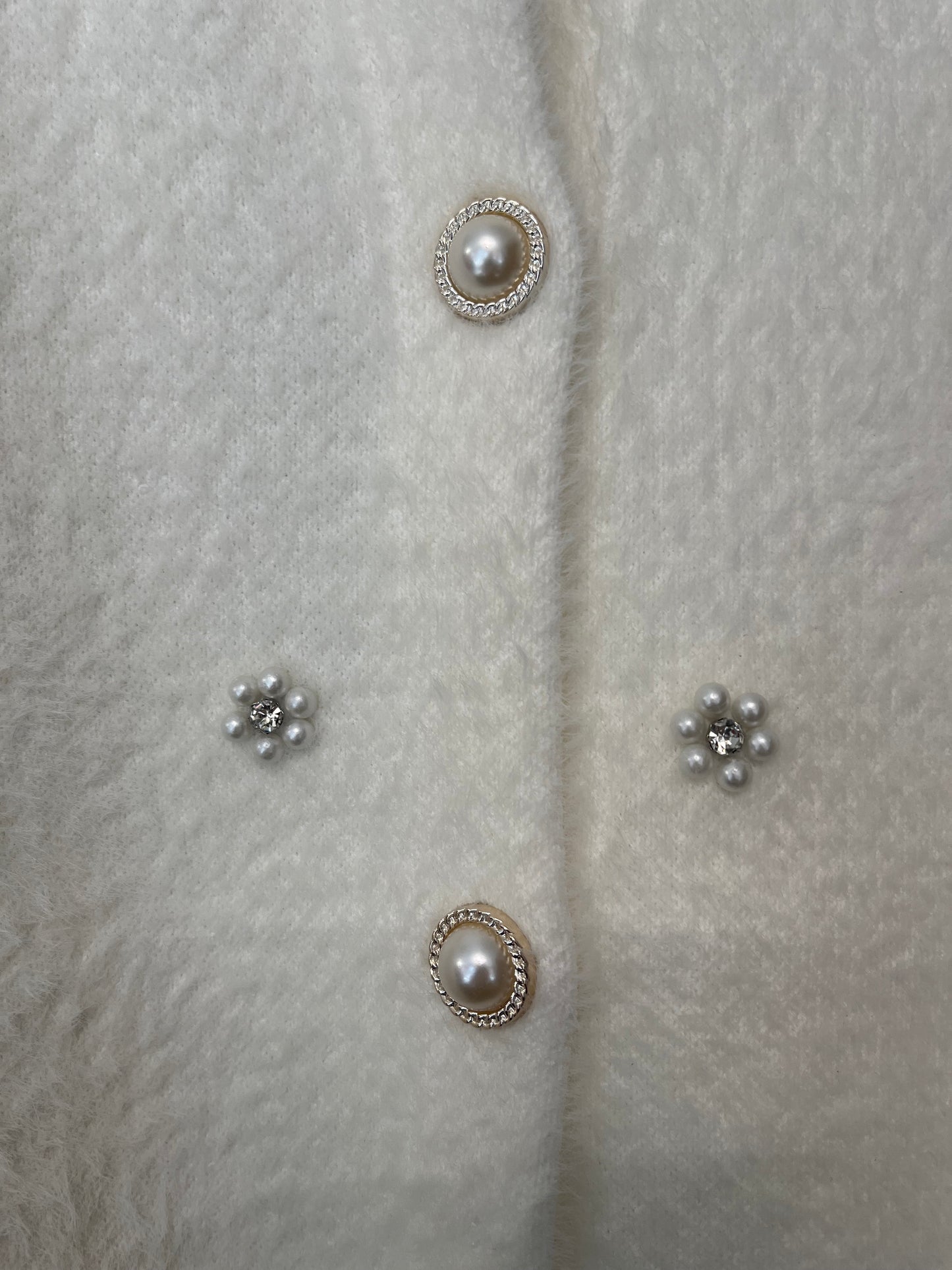 wool style crop jacket with peal buttons and stone and diamanté details