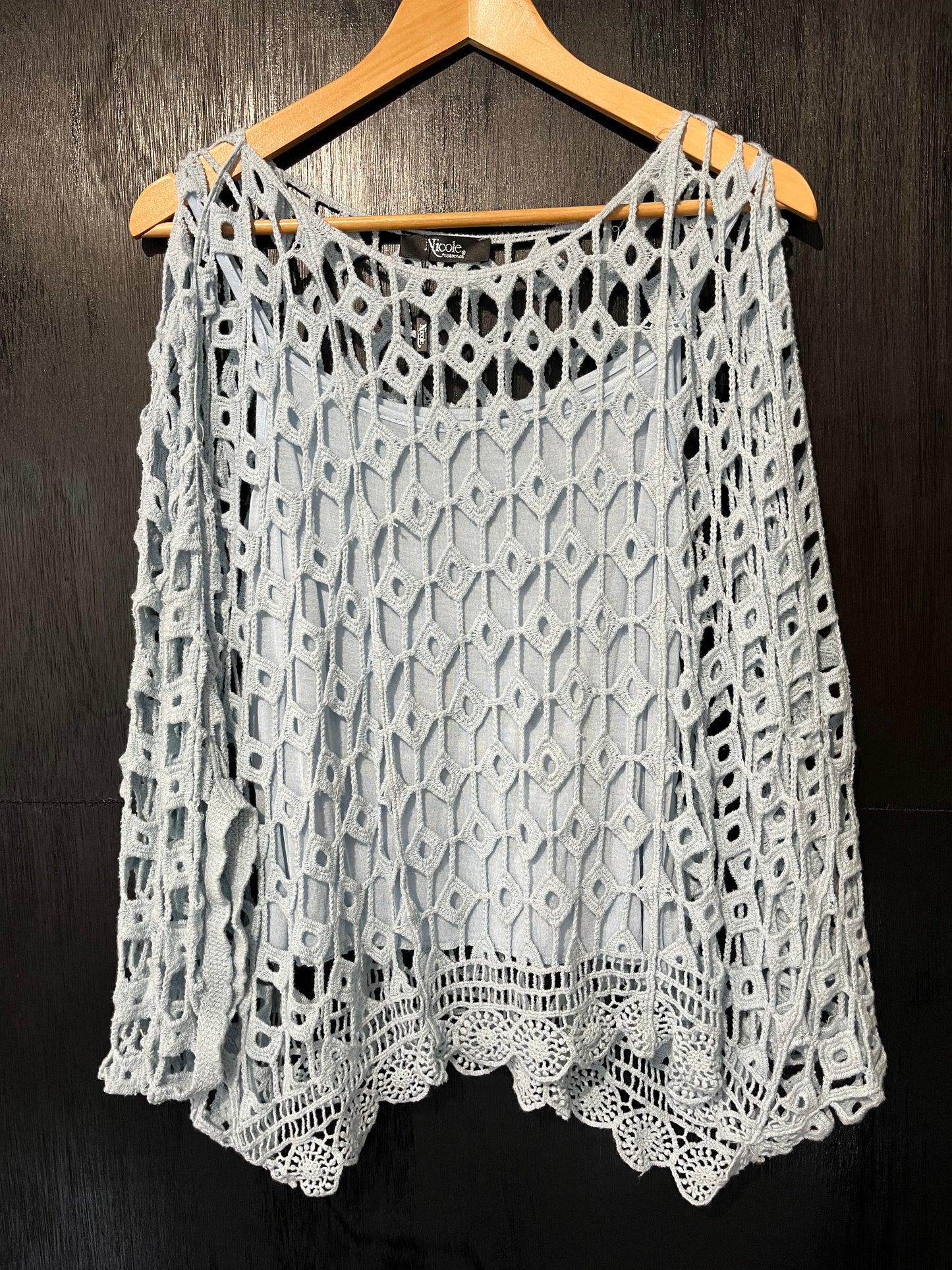 small diamond design crochet tunic with cami 2pc set