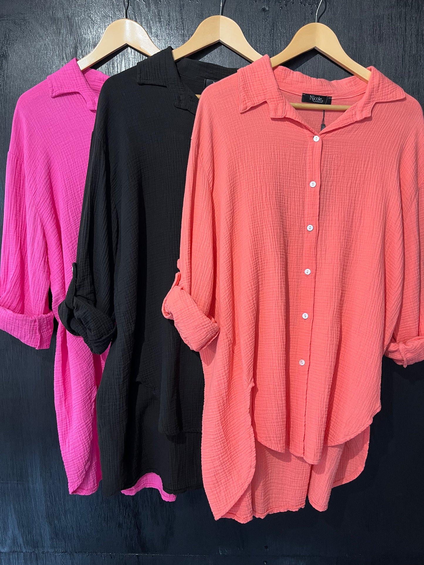 ladies roll slv full button shirt