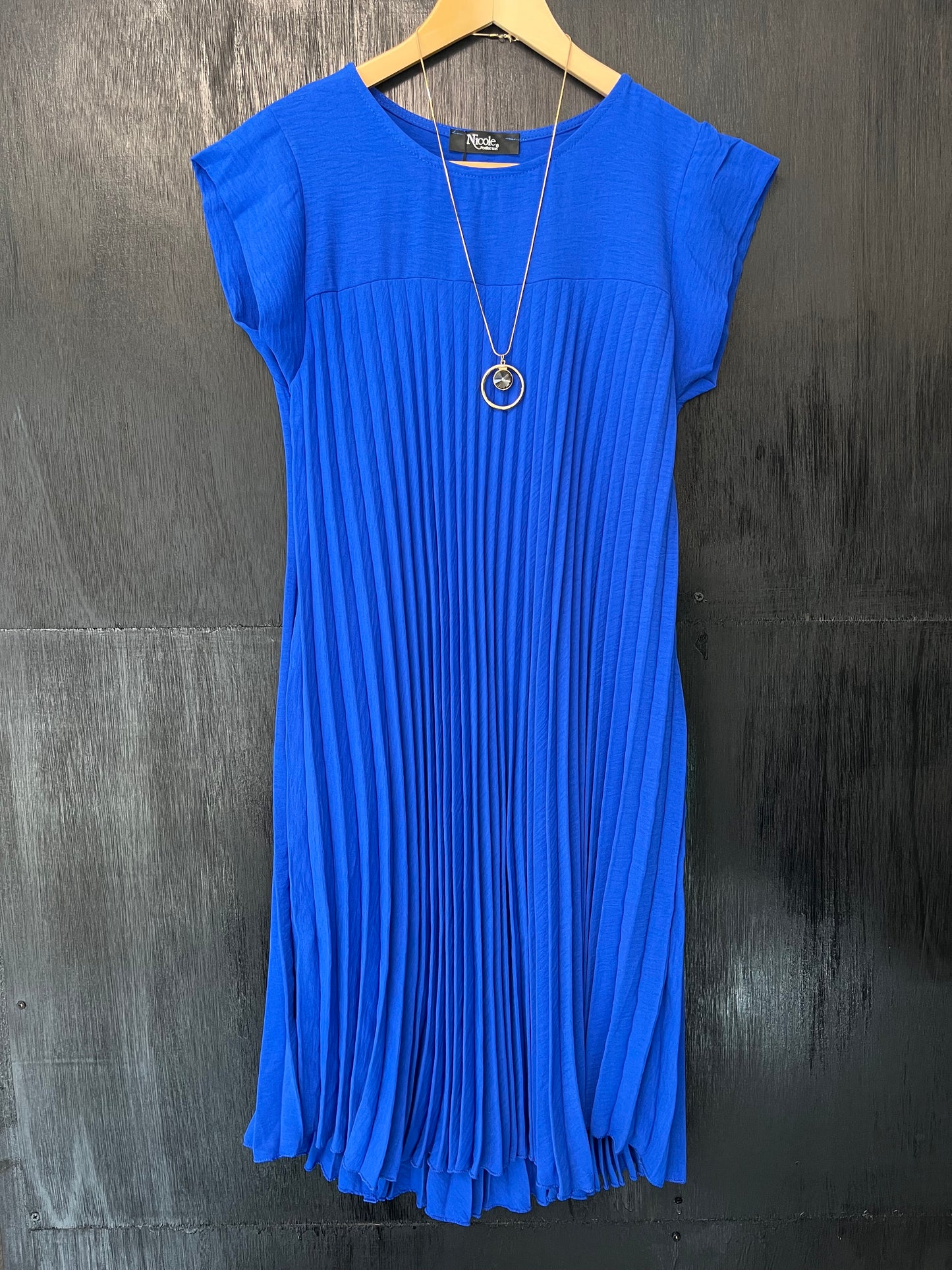 pleated doll dress with necklace