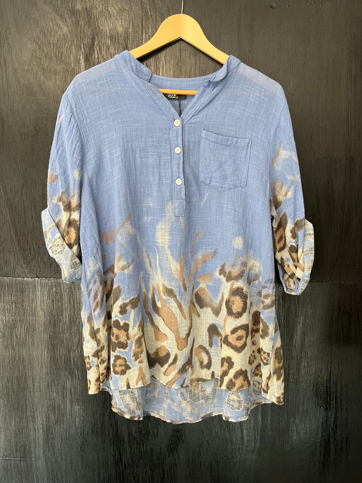 animal Ombre hem button tunic