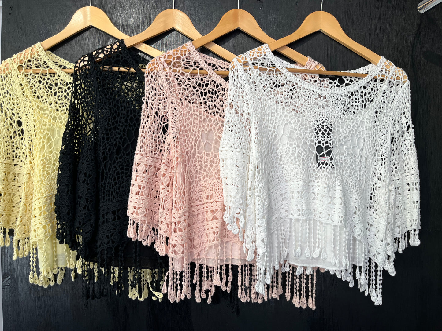 Tassel Hem short crochet top with cami vest