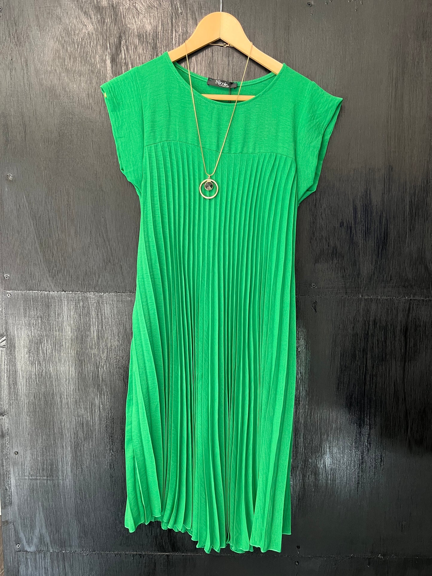 pleated doll dress with necklace