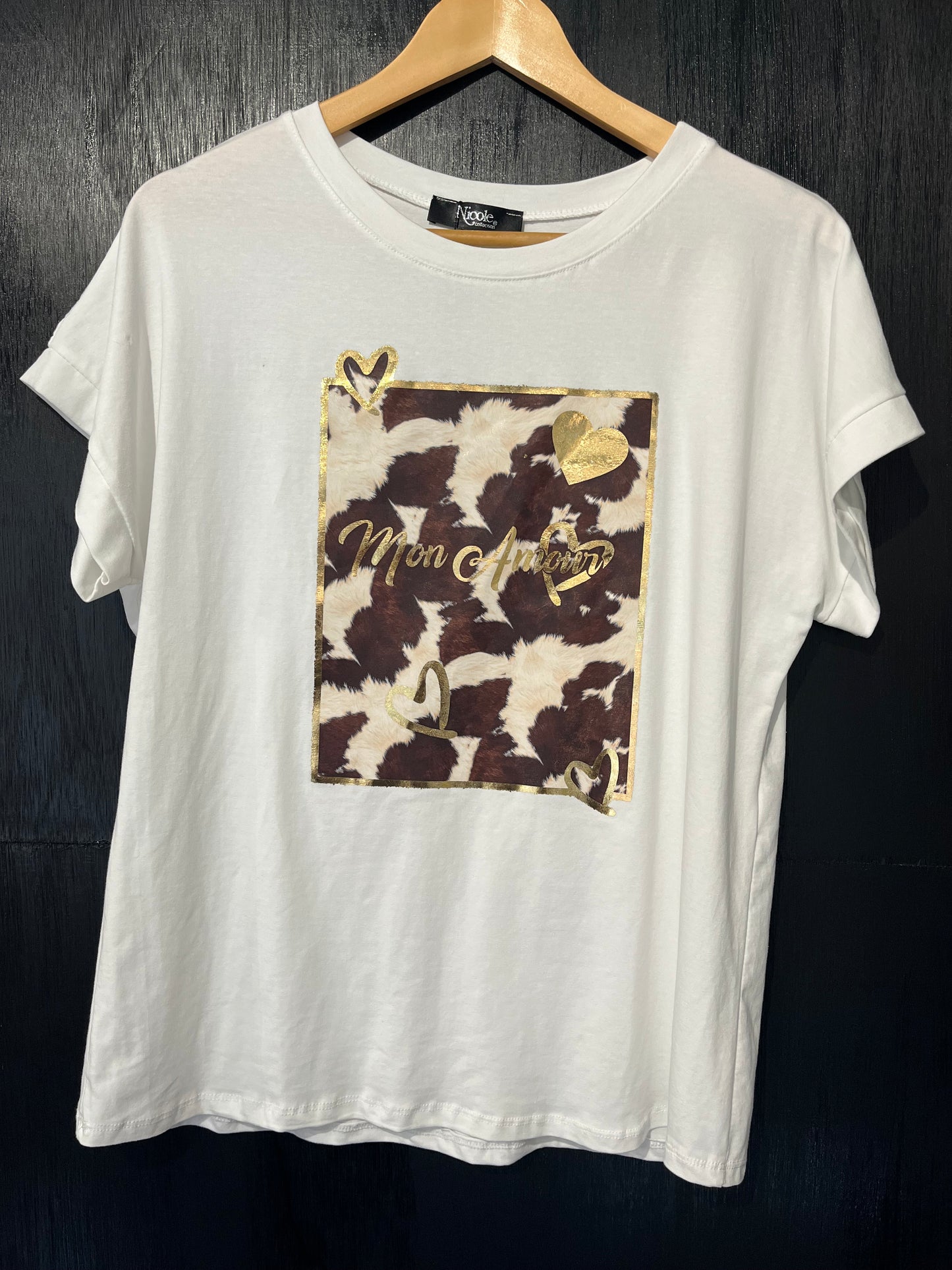 natural cotton tee with a fun placement print