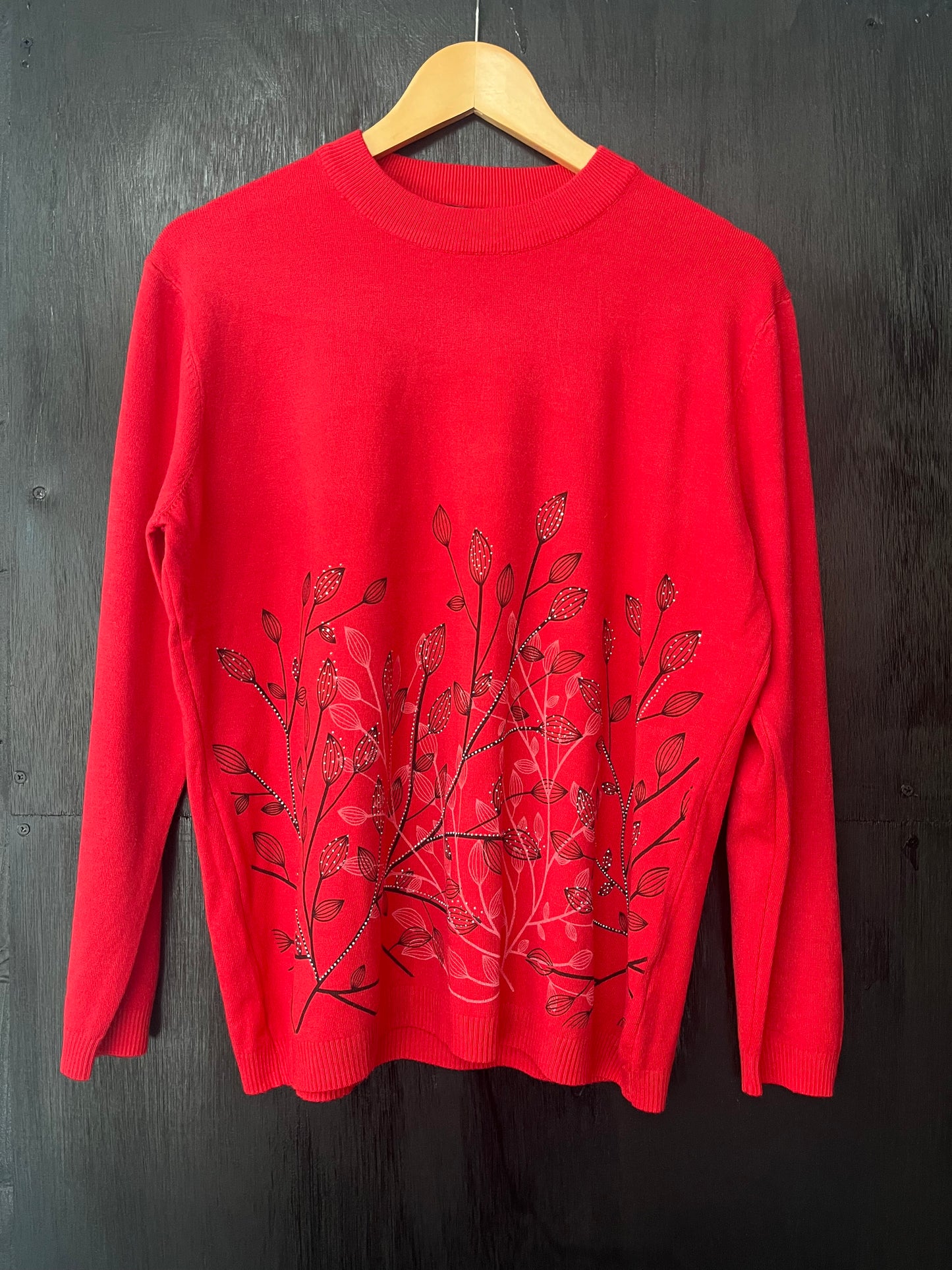 long sleeve knitted jumper with floral print