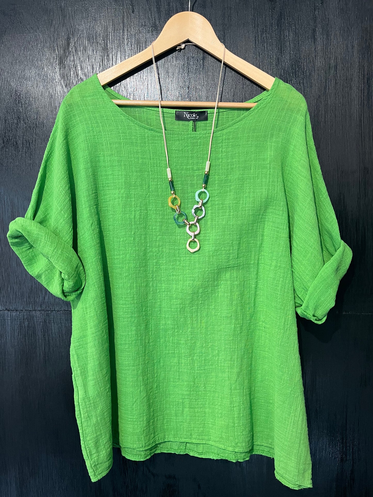 natural cheese cloth cotton tee with necklace