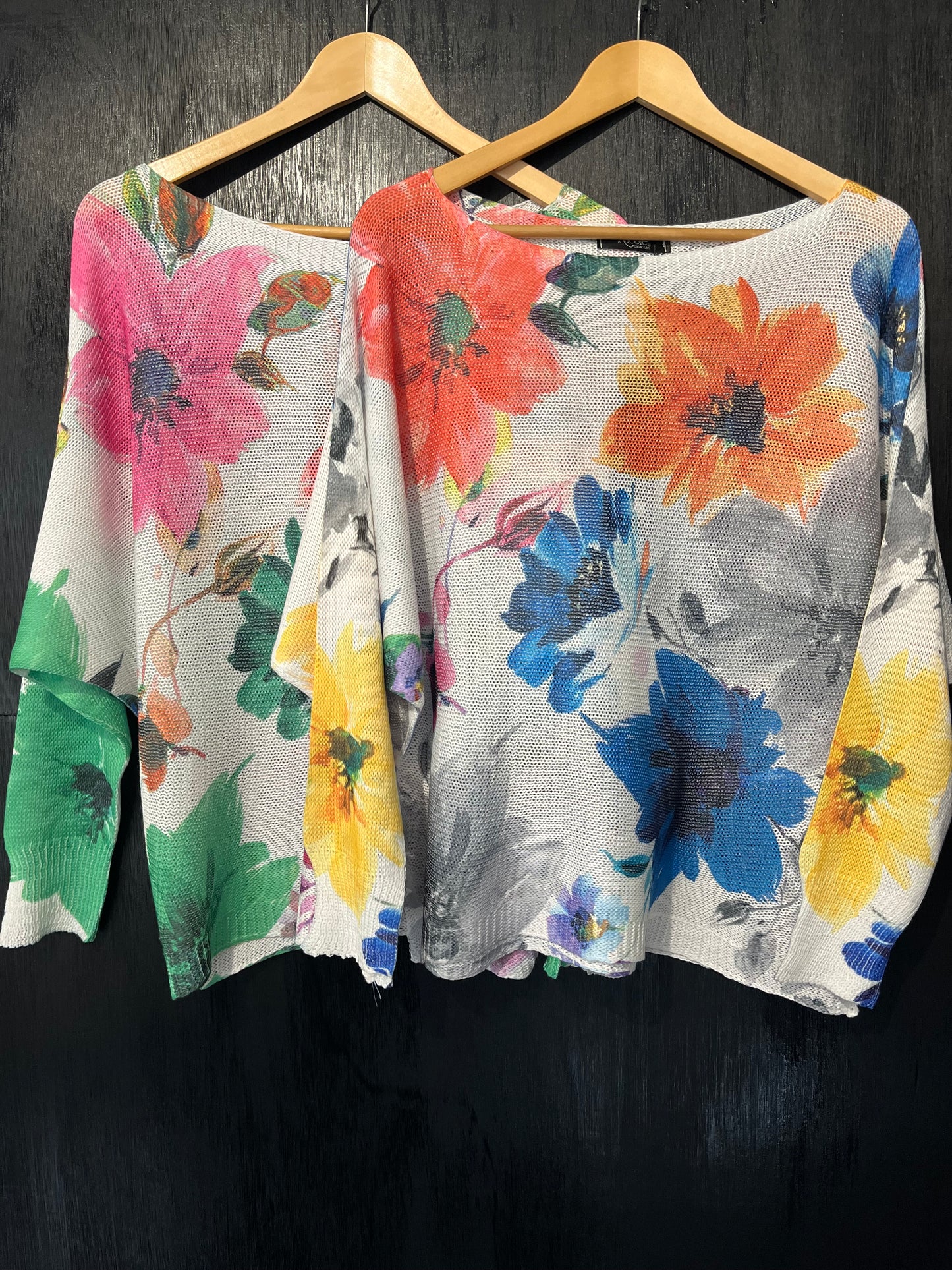 crochet jumper with all over floral print