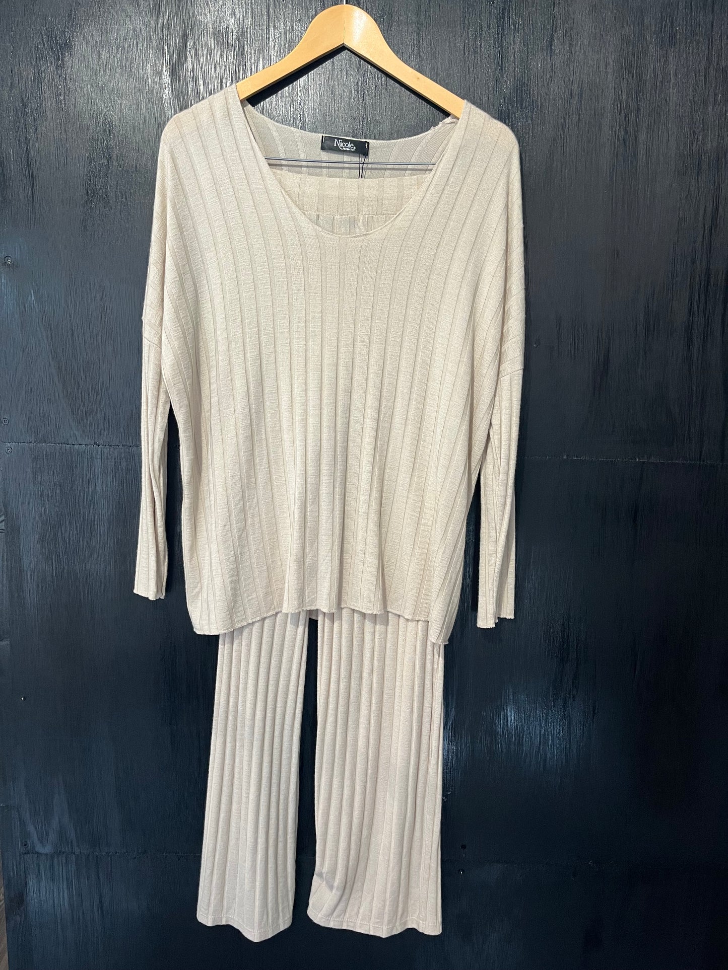 chunky rib 2pc lounge set top and trousers