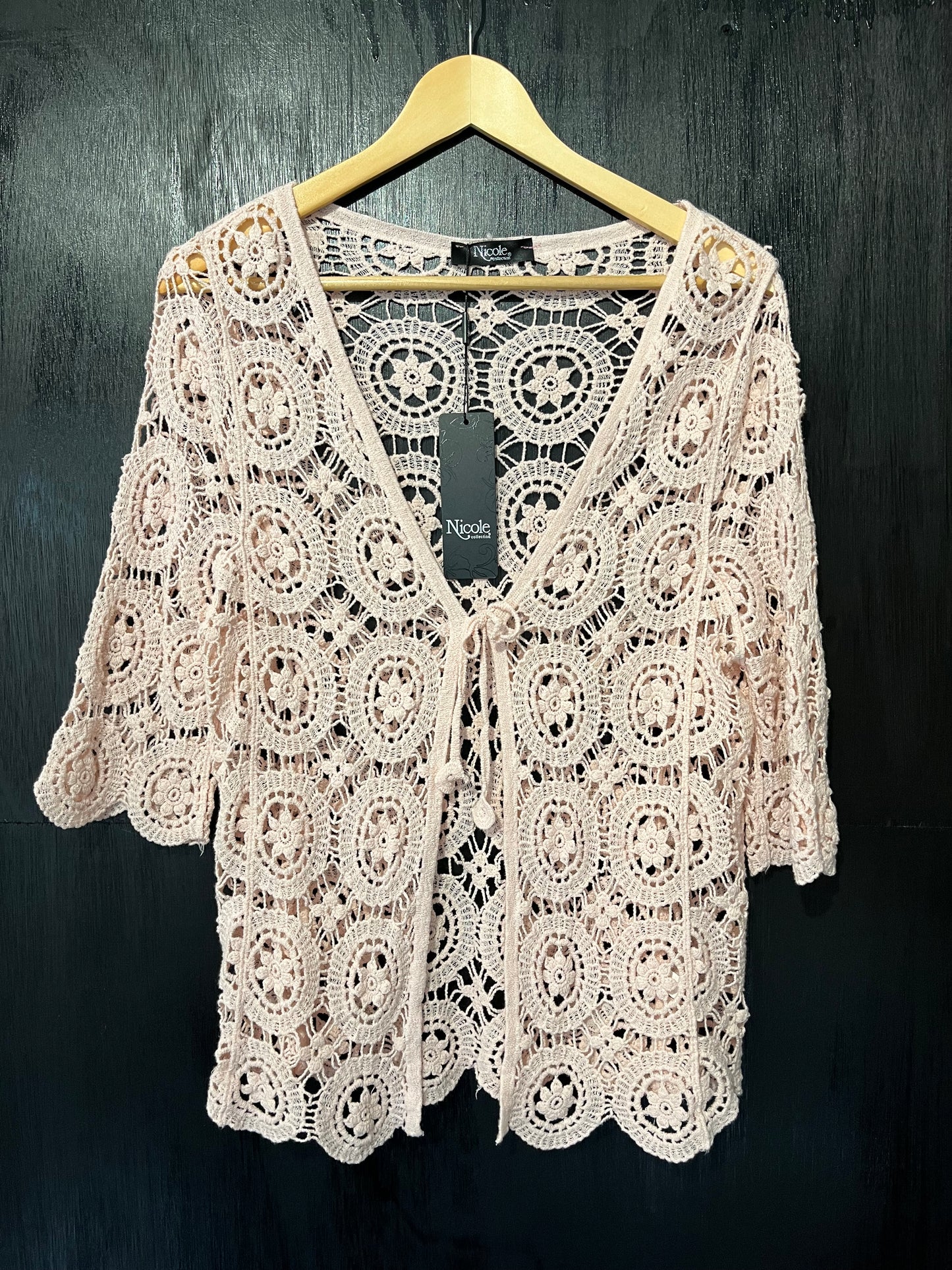 ladies tie front crochet cardigan