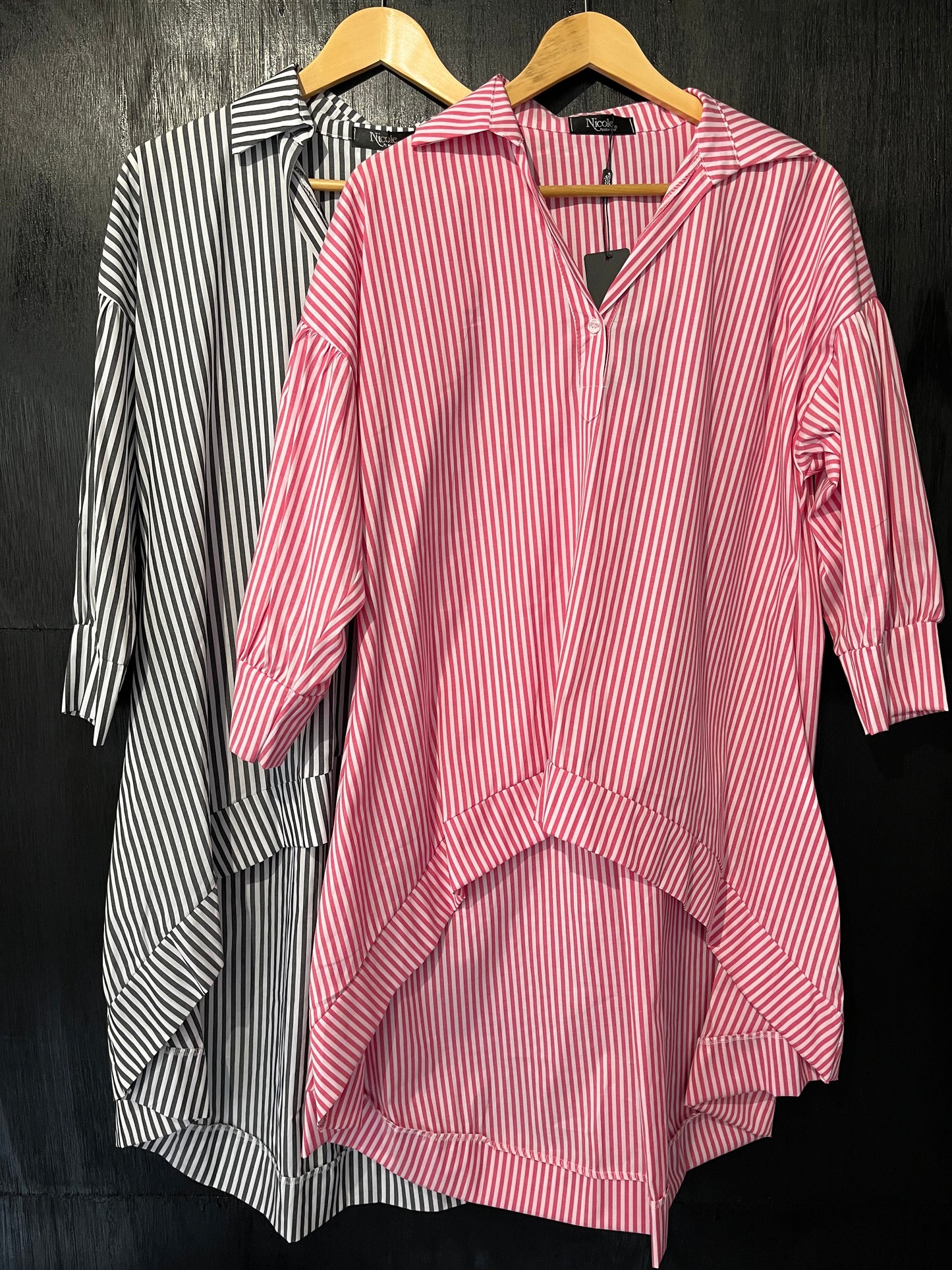 ladies pin stripe long line dress shirt