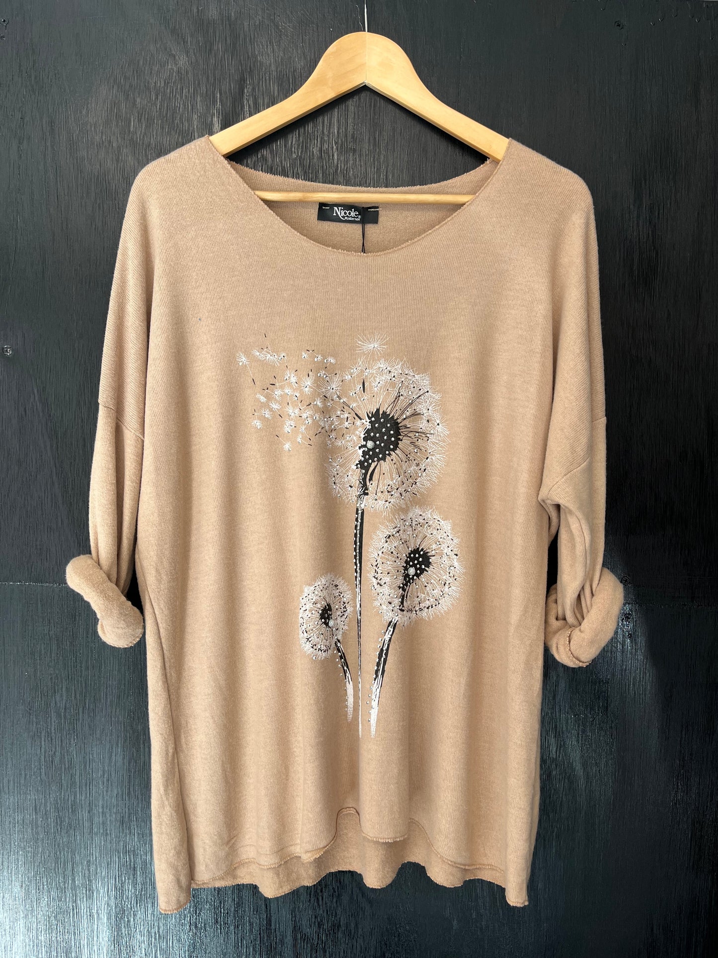 soft knit jumper with Embellished dandelion print