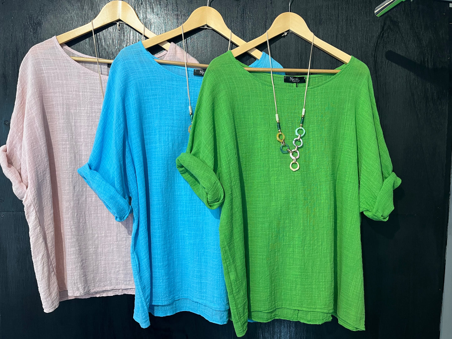 natural cheese cloth cotton tee with necklace