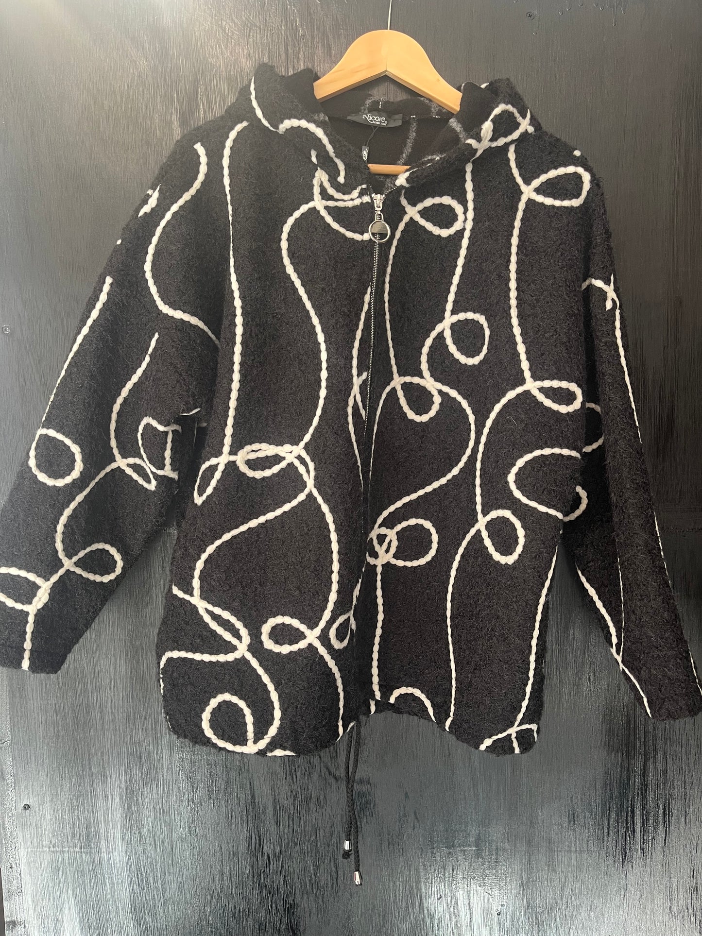 ladies zip front hooded jacket with stitch detail