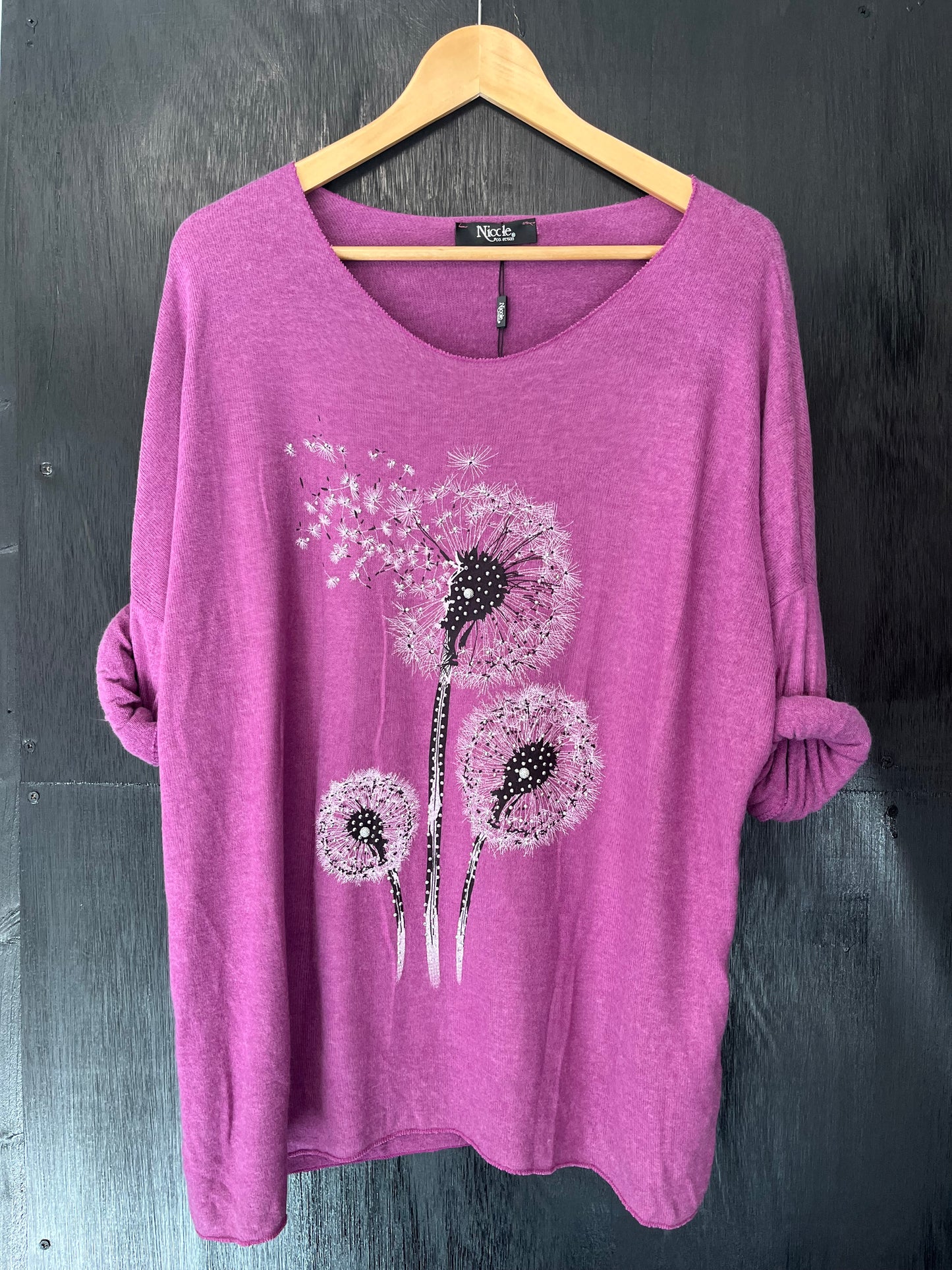 soft knit jumper with Embellished dandelion print