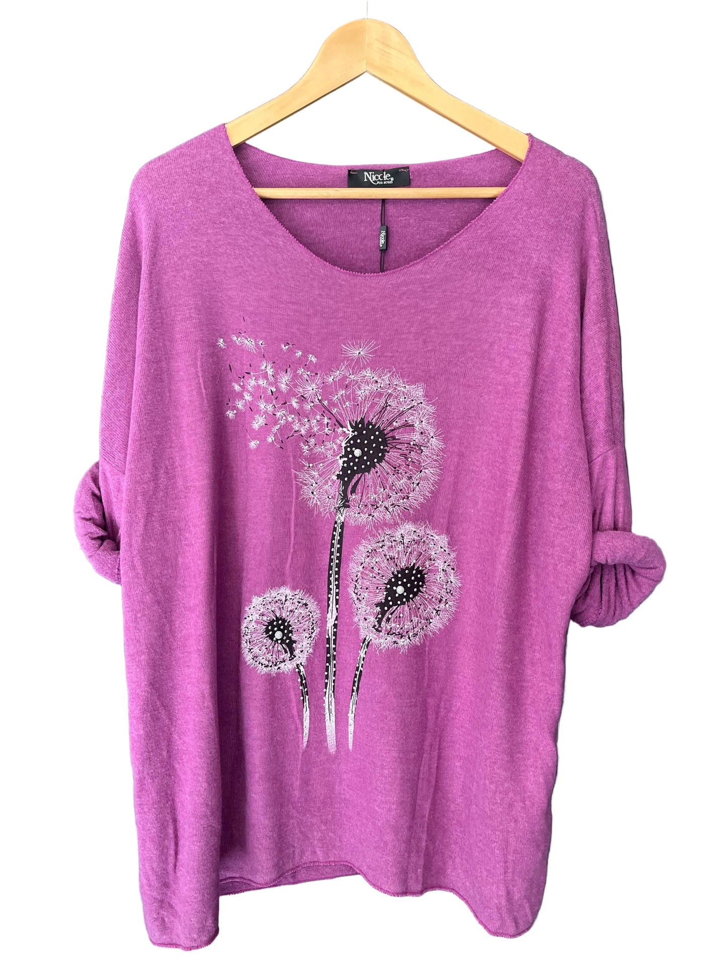 soft knit jumper with Embellished dandelion print