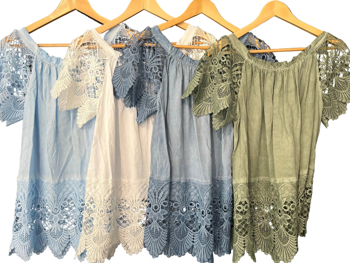 ladies Gypsy style crochet trim top