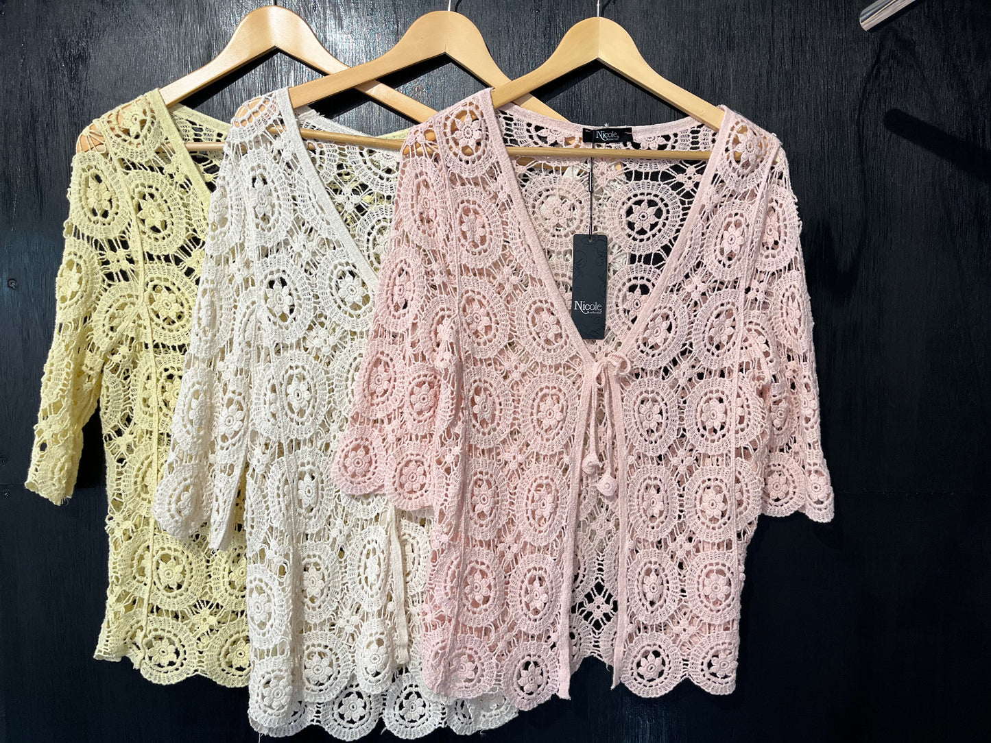 ladies tie front crochet cardigan