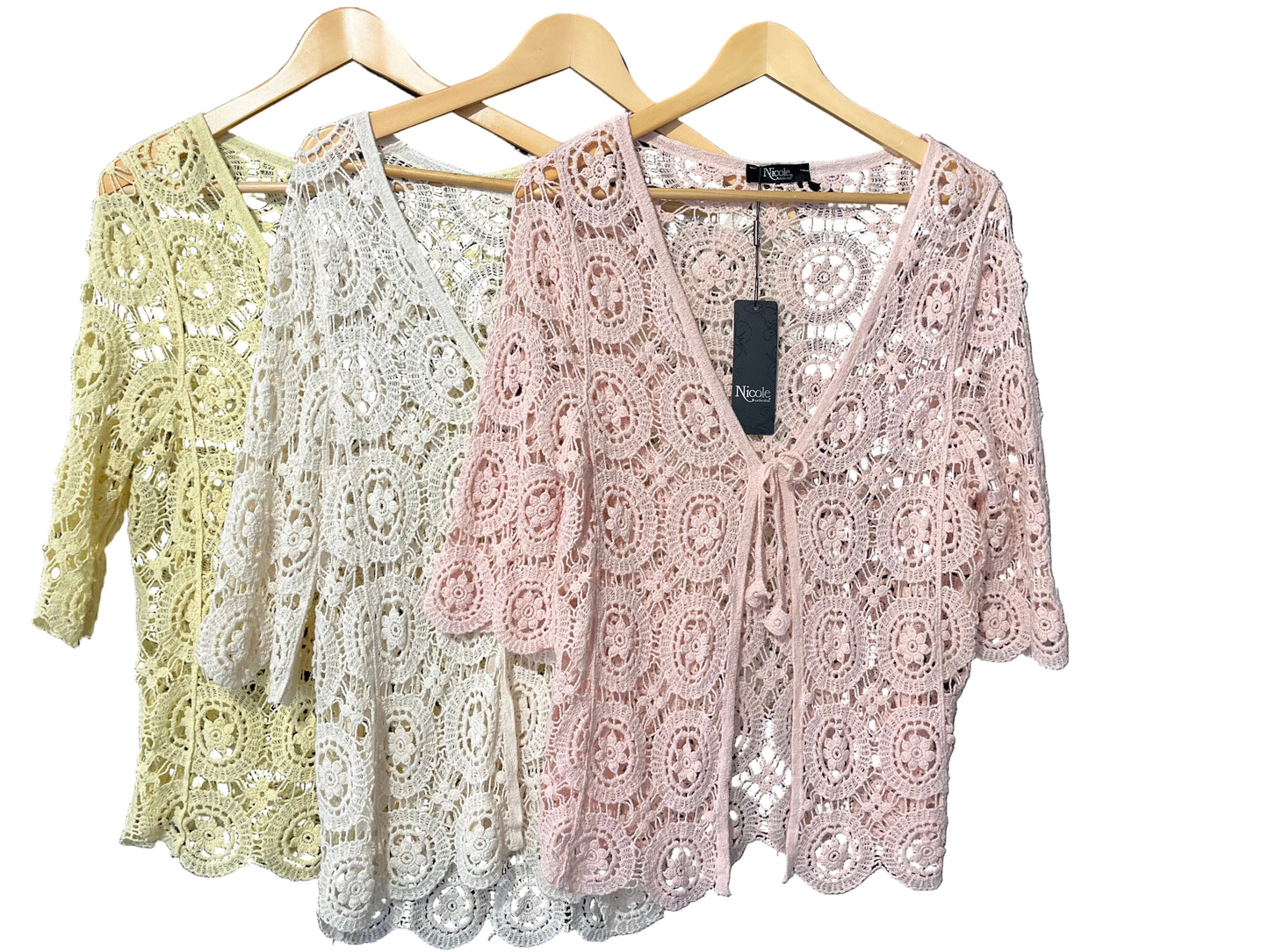 ladies tie front crochet cardigan