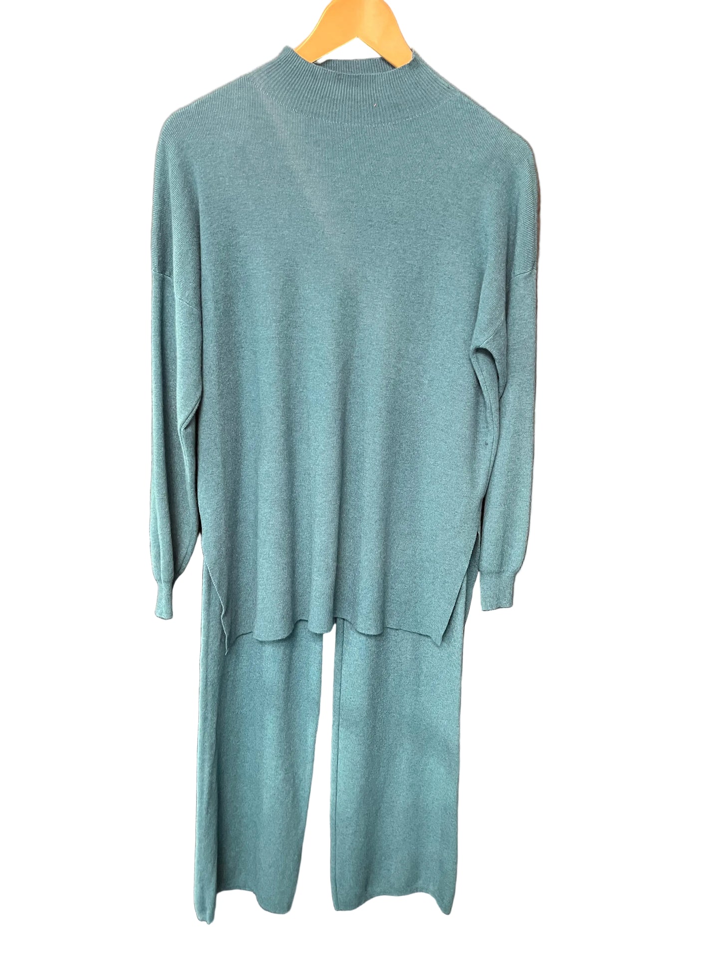 Soft knit high neck side split jumper with matching trousers