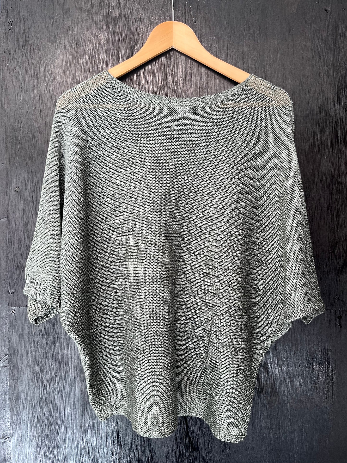 lurex knit bat wing jumper with floral trim and keyhole detail