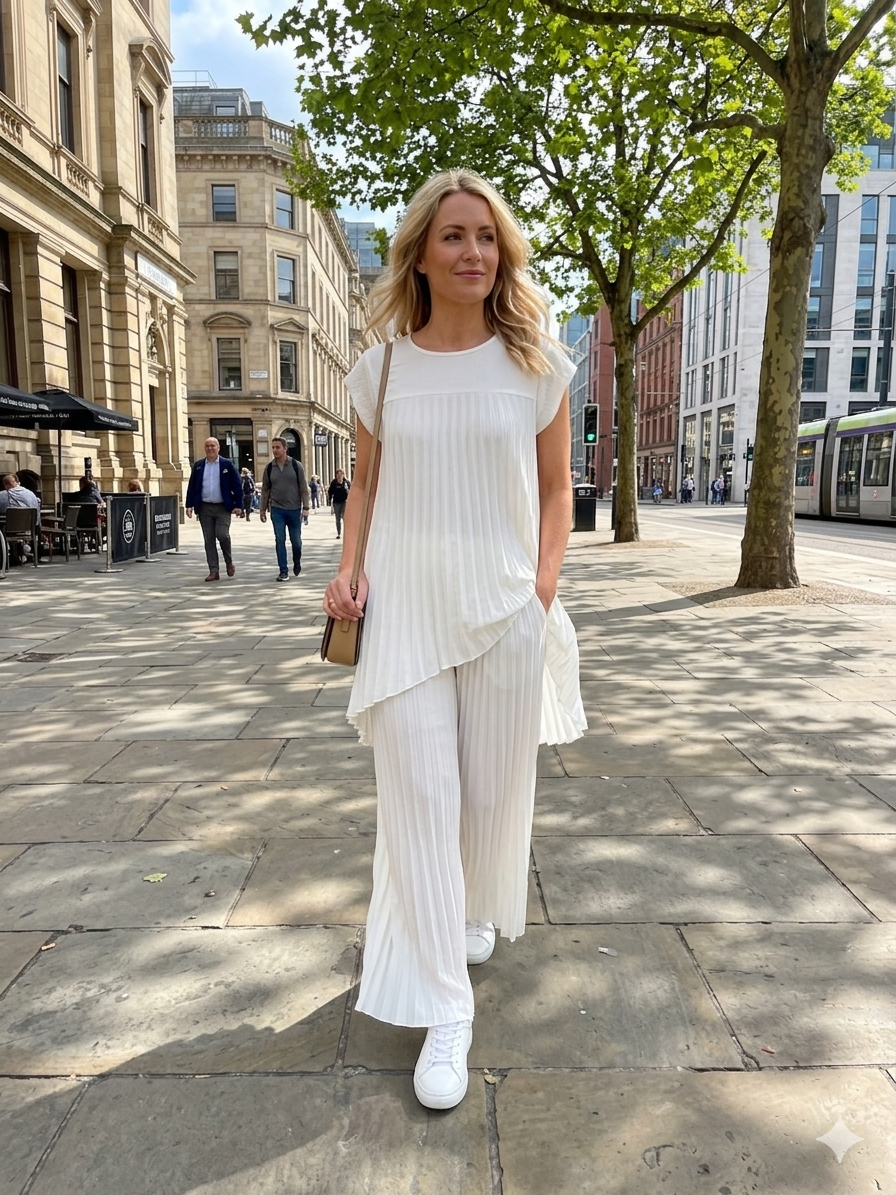 2pc pleated trouser and tunic top set (co-ord)